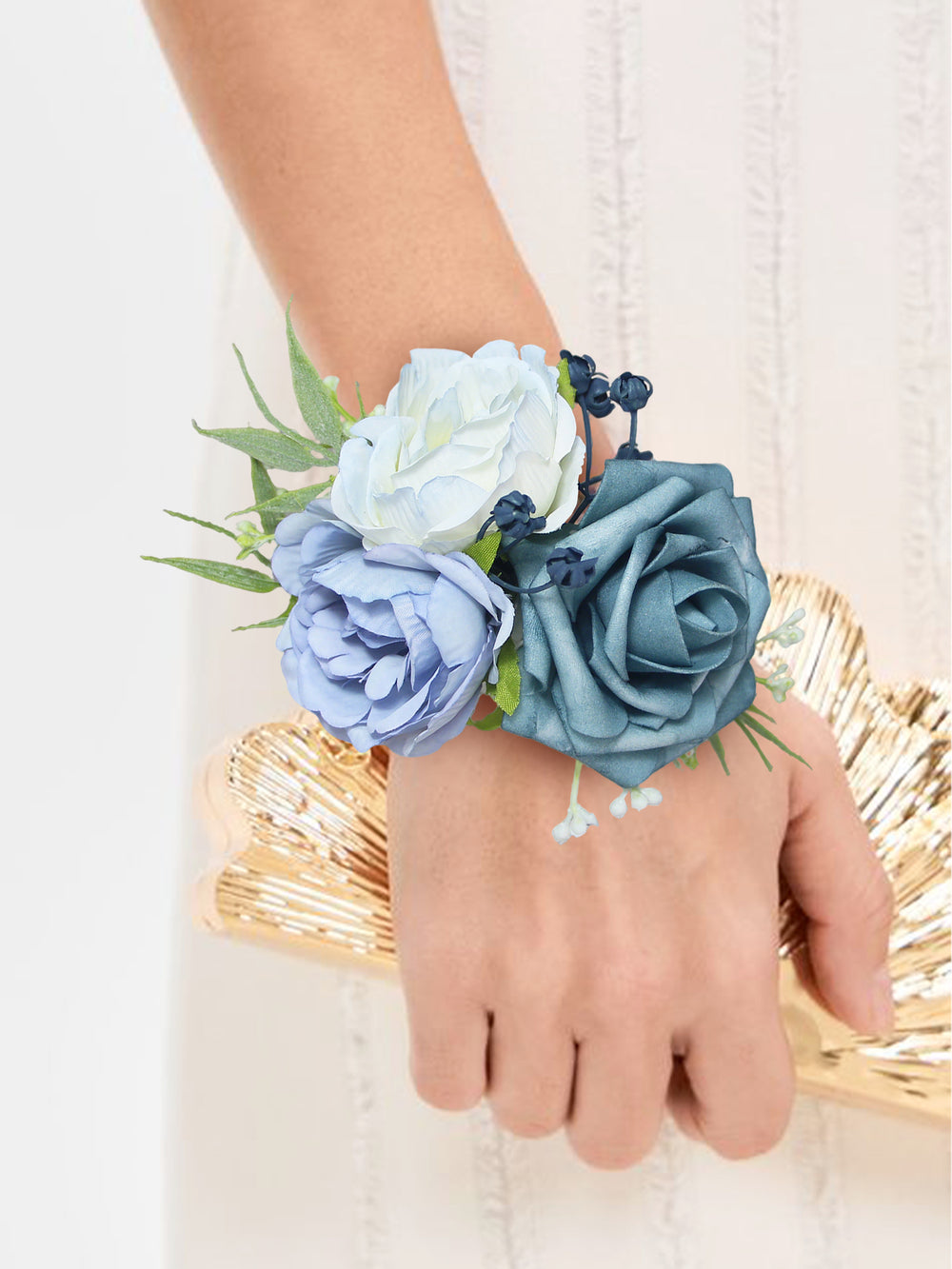 Dusty Blue Wrist Corsage - Rinlong Flower