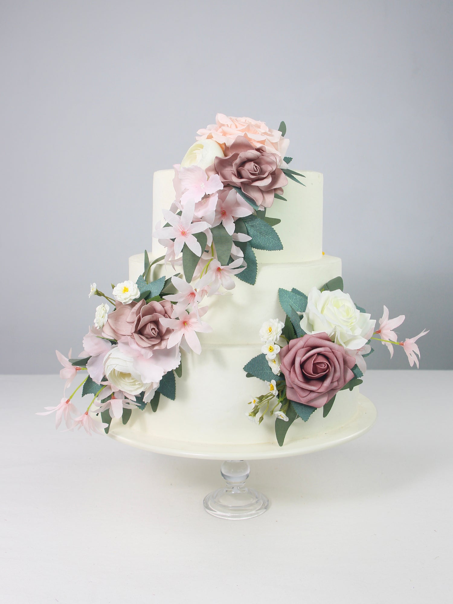 3Pcs Dusty Rose Cake Flowers