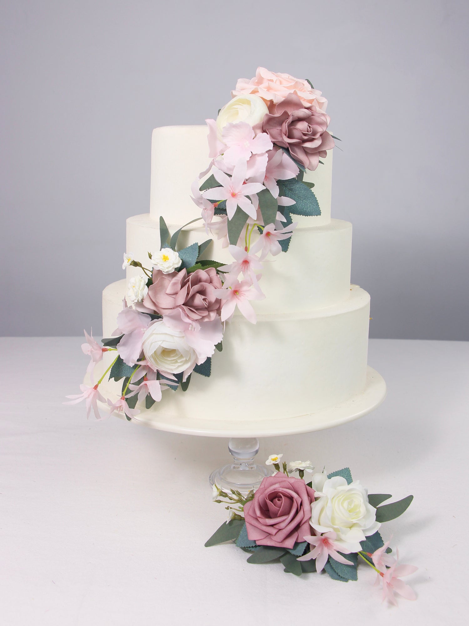 3Pcs Dusty Rose Cake Flowers