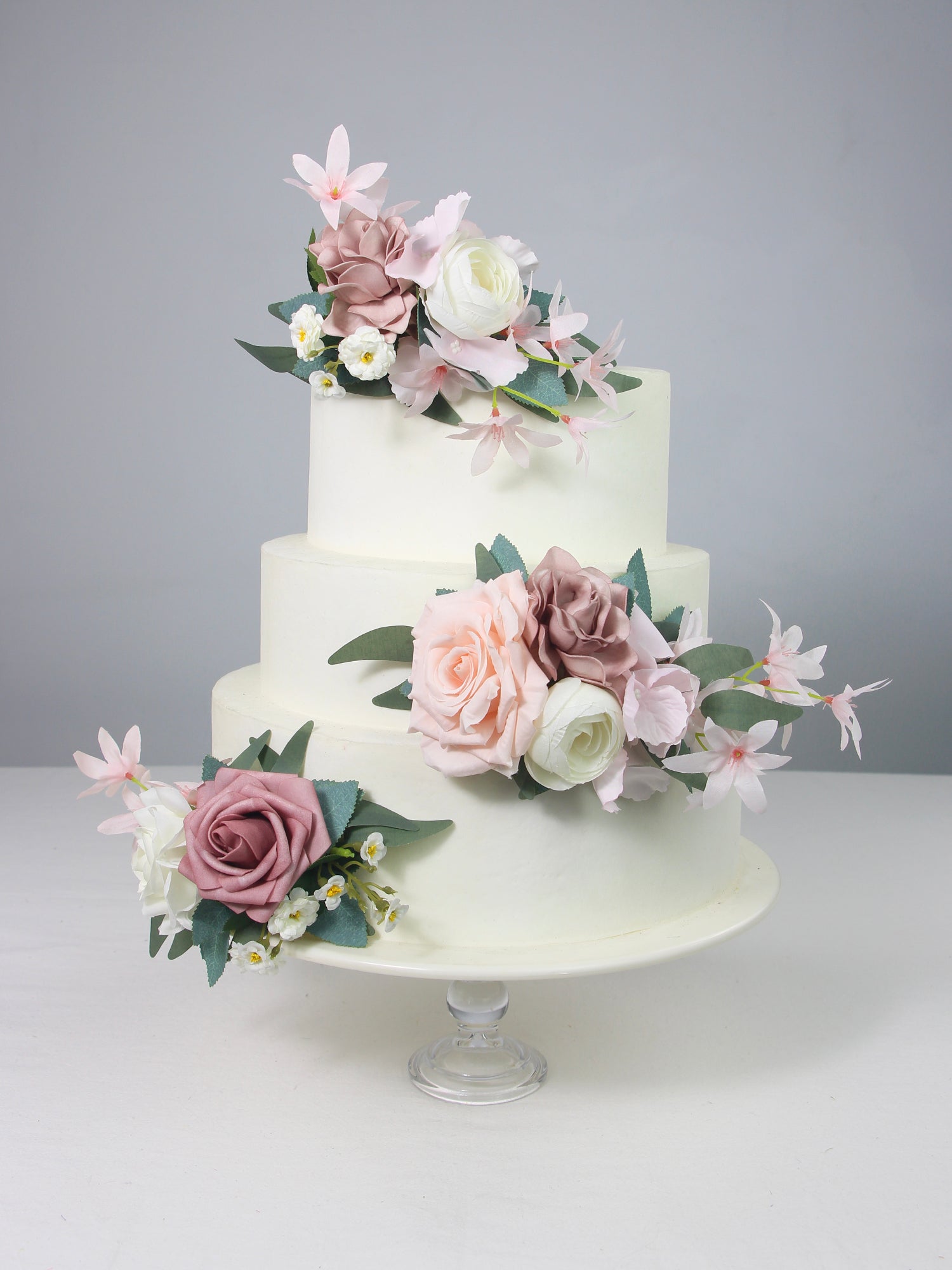 3Pcs Dusty Rose Cake Flowers