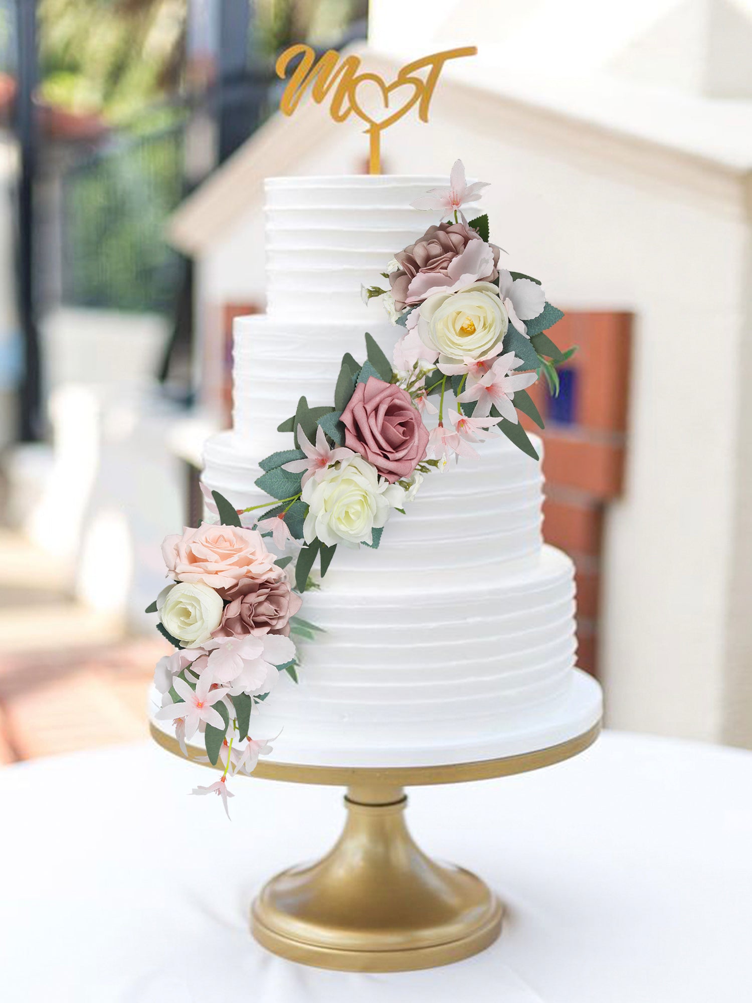 3Pcs Dusty Rose Cake Flowers