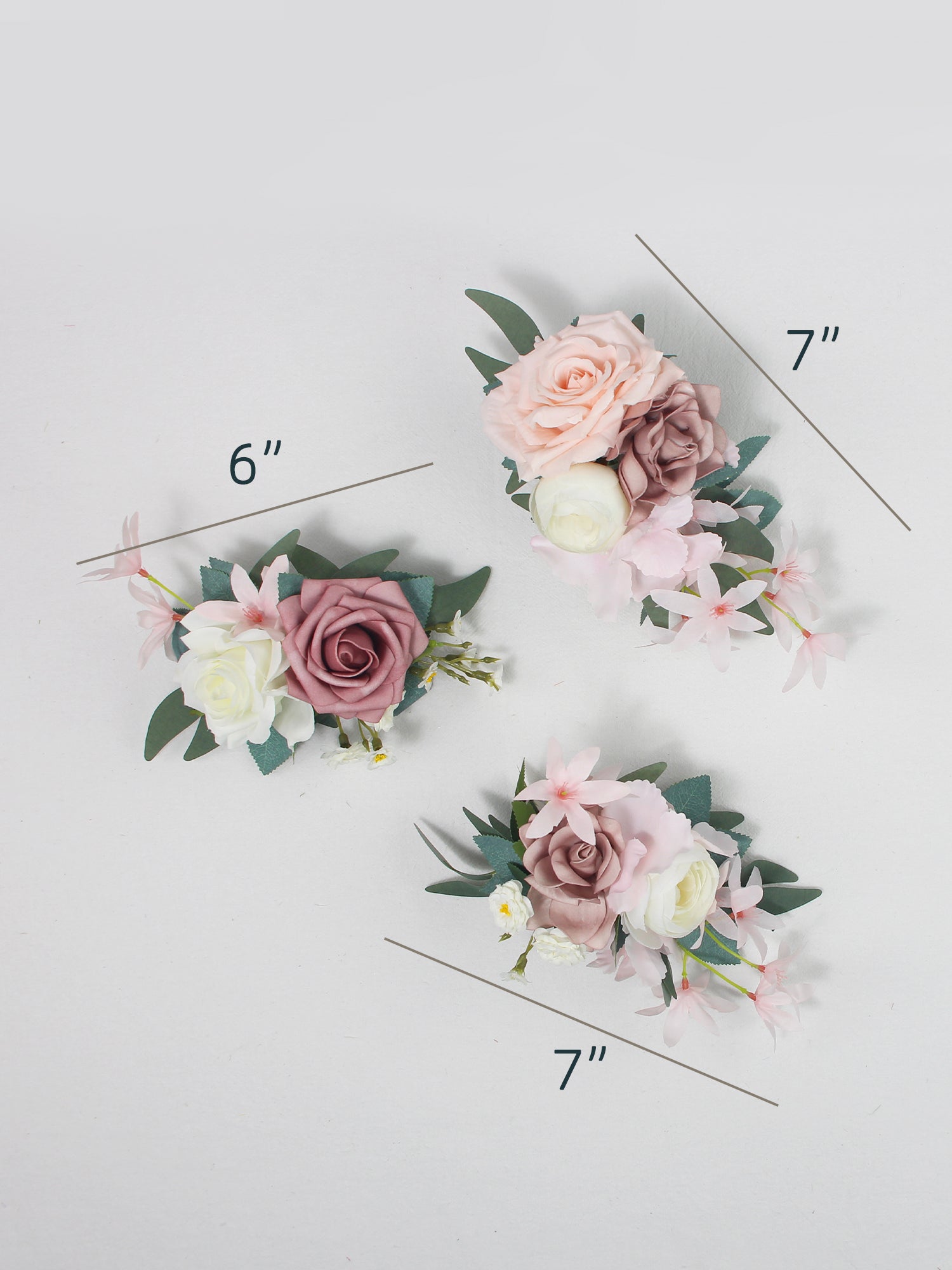 3Pcs Dusty Rose Cake Flowers