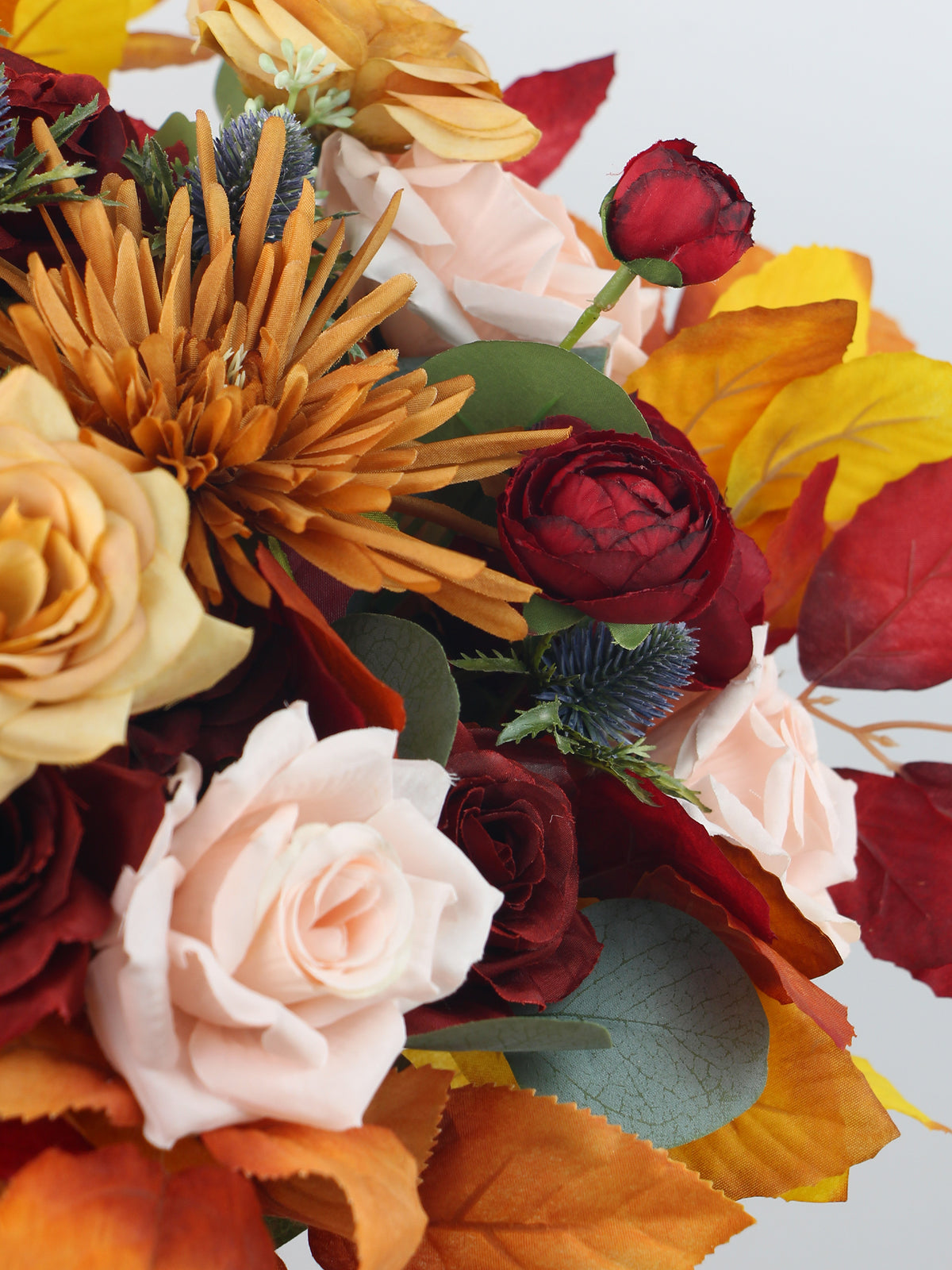 16 inch wide Burnt Orange & Red Bridal Bouquet - Rinlong Flower