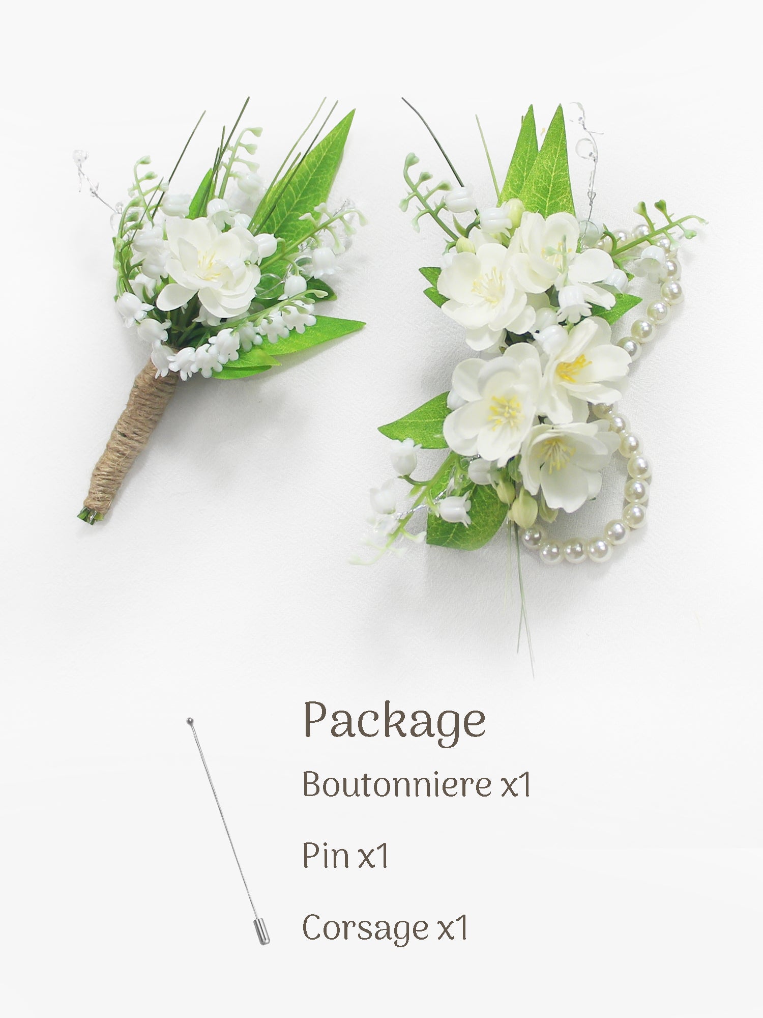 Corsage and Boutonniere Set Lily of the Valley - Rinlong Flower