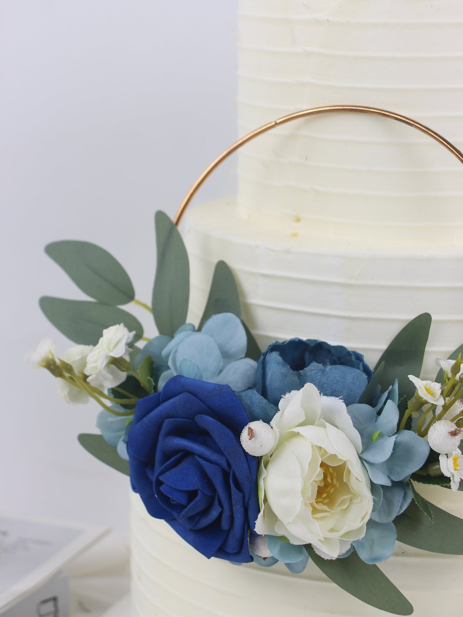 Navy Blue Floral Wreath Cake Topper - Rinlong Flower