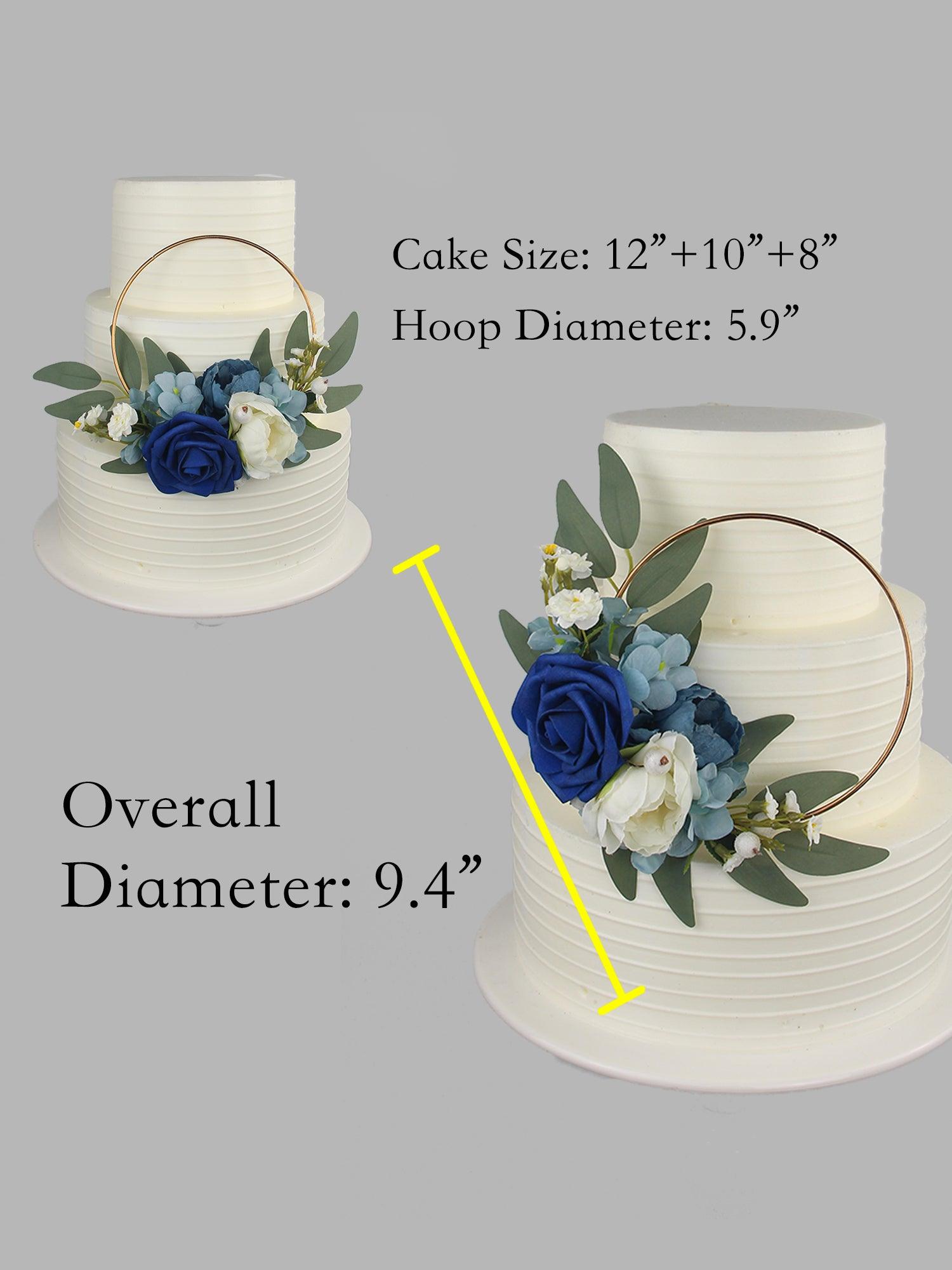 Navy Blue Floral Wreath Cake Topper - Rinlong Flower