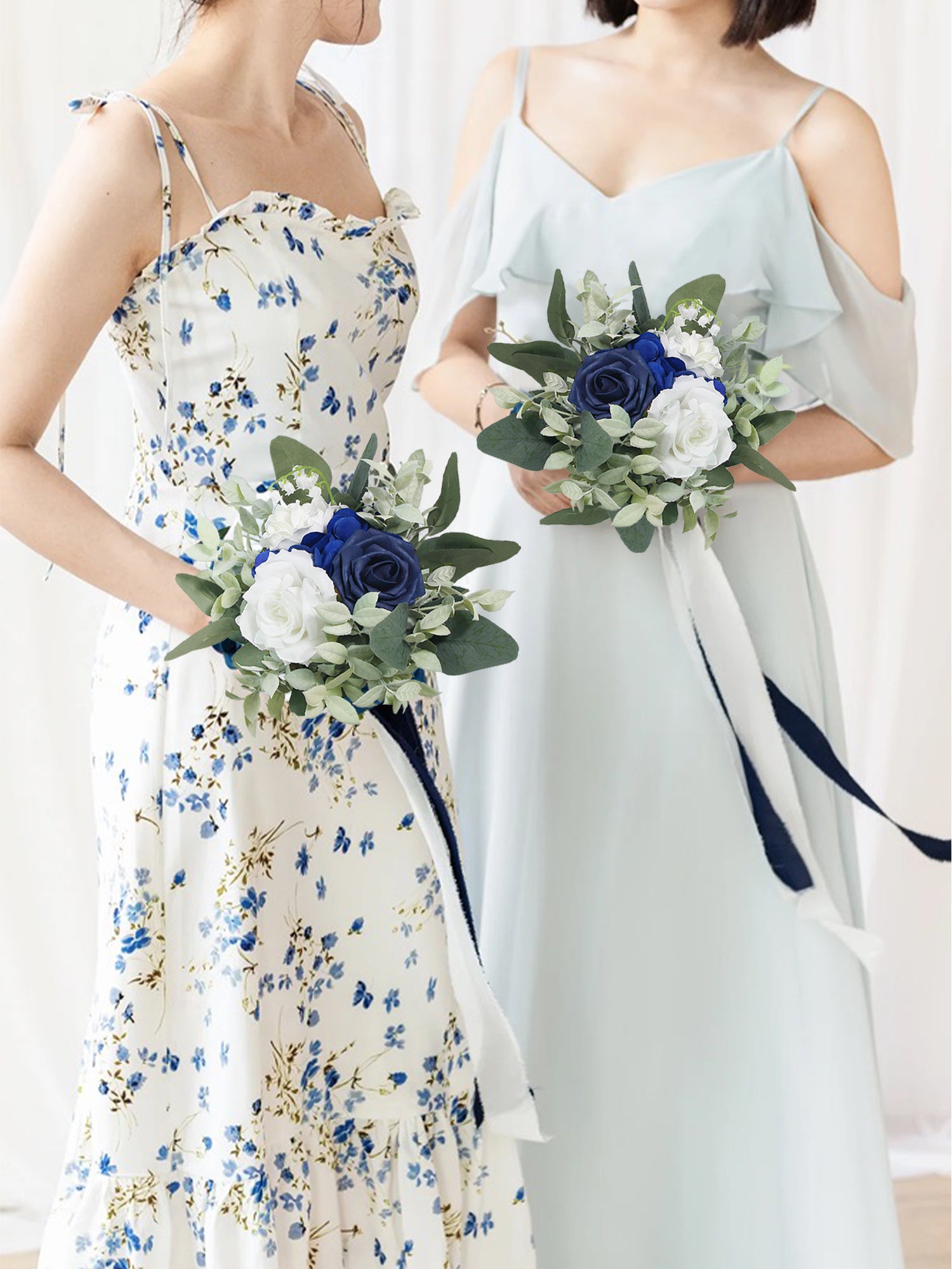 7.5 inch wide Navy Blue Bridesmaid Bouquet