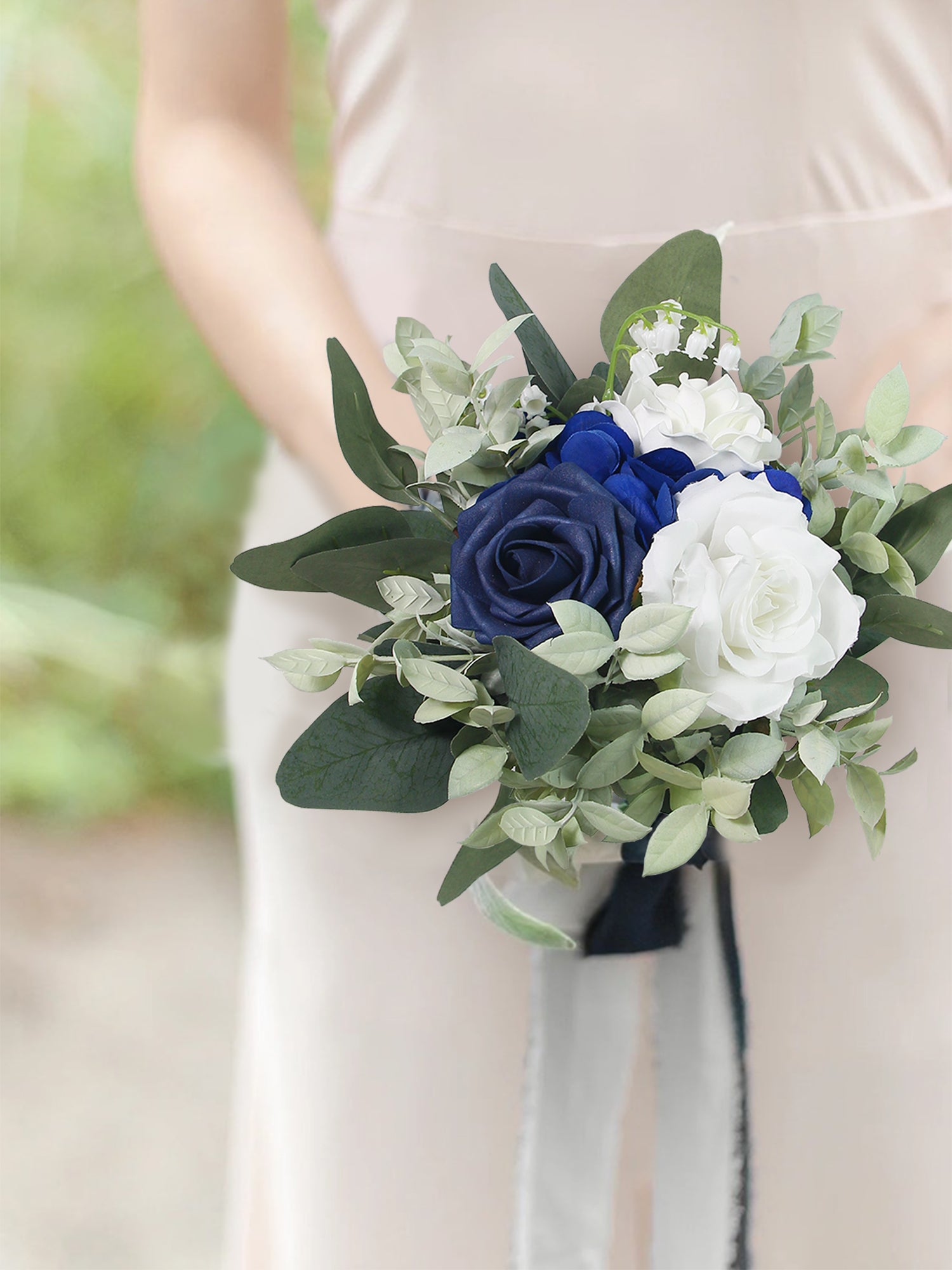 7.5 inch wide Navy Blue Bridesmaid Bouquet
