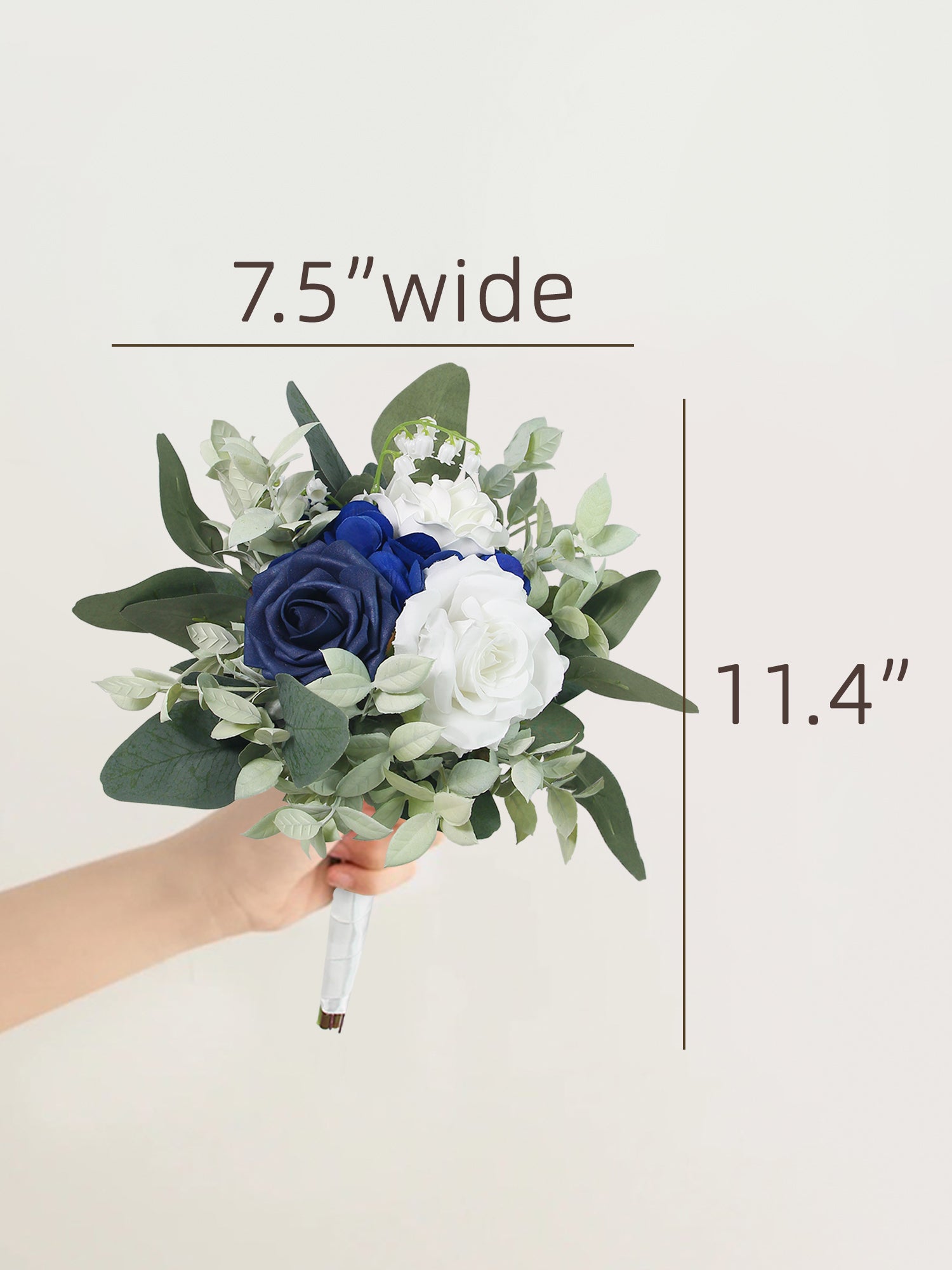 7.5 inch wide Navy Blue Bridesmaid Bouquet