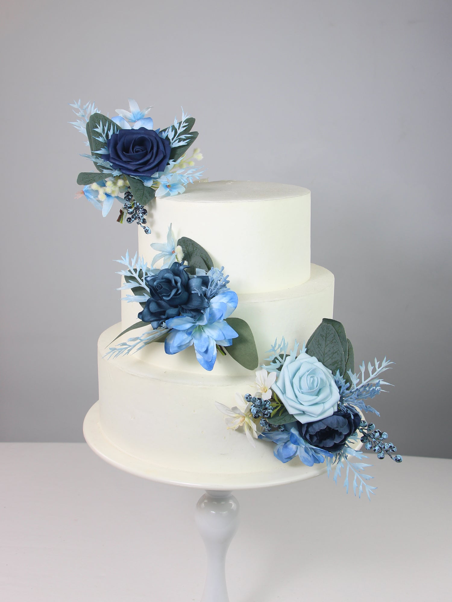 3Pcs Navy Blue Cake Flowers