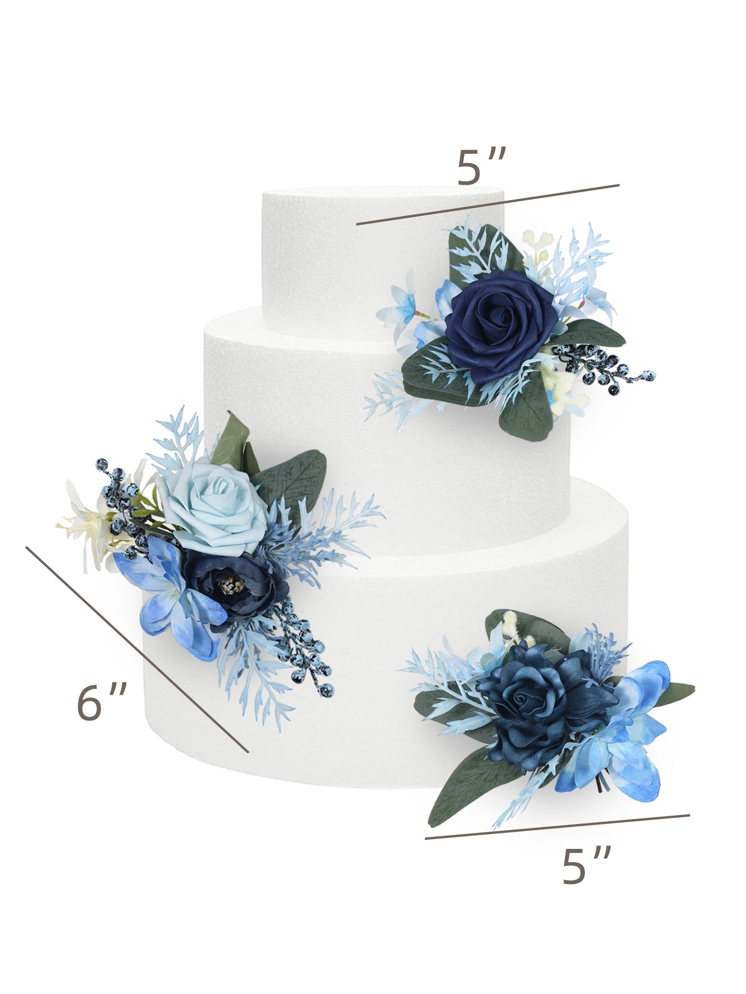 3Pcs Navy Blue Cake Flowers
