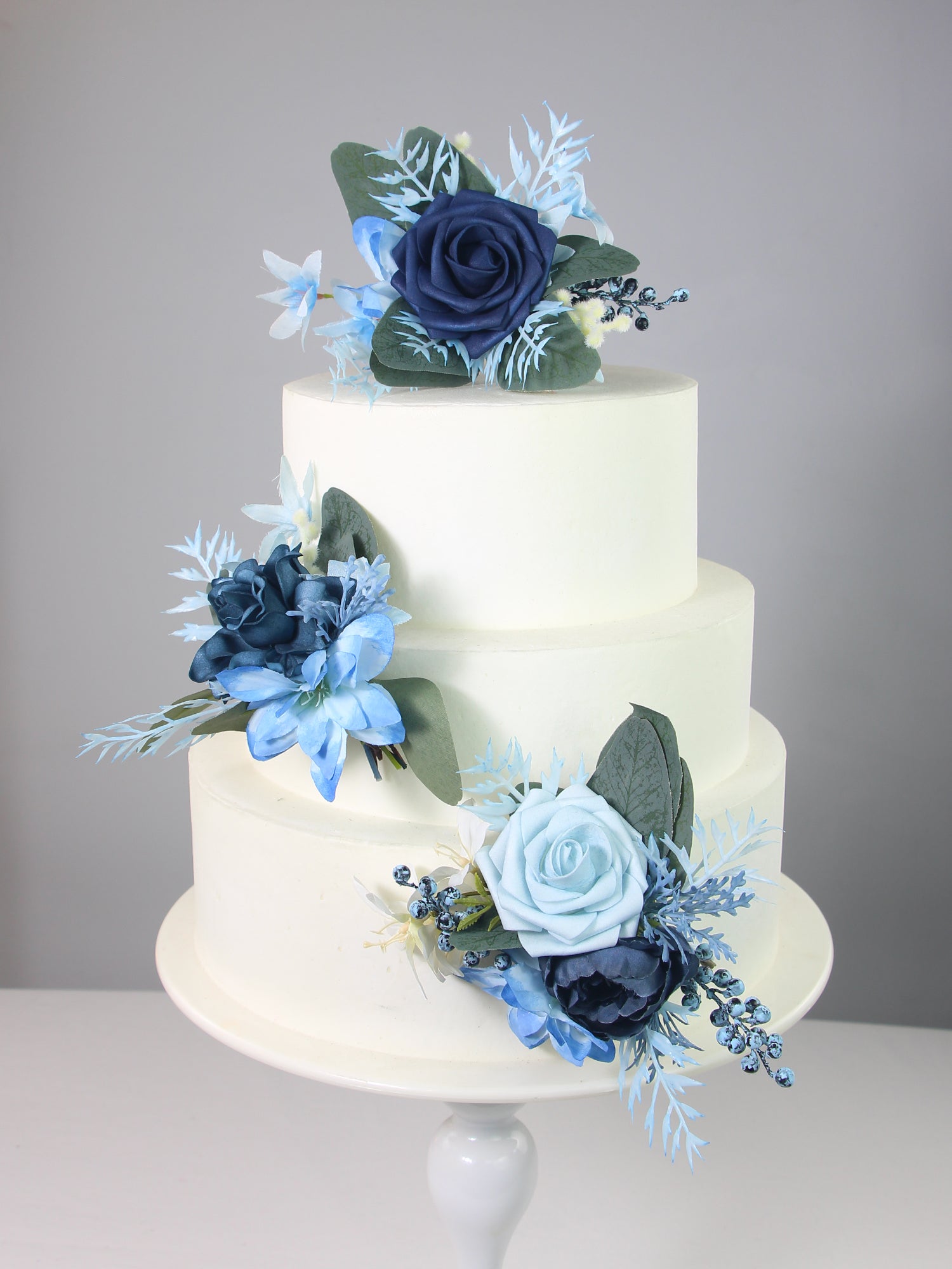3Pcs Navy Blue Cake Flowers