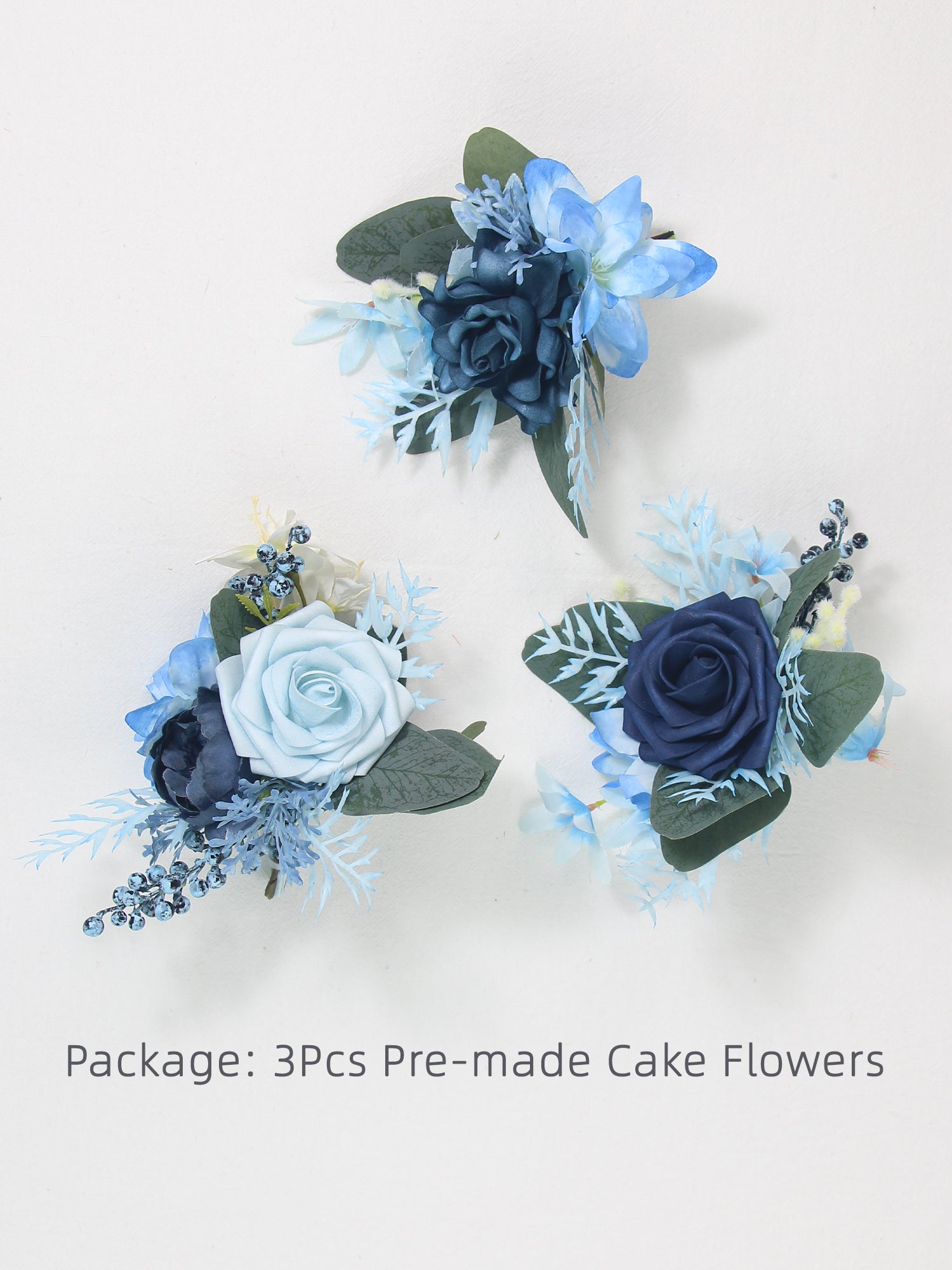 3Pcs Navy Blue Cake Flowers