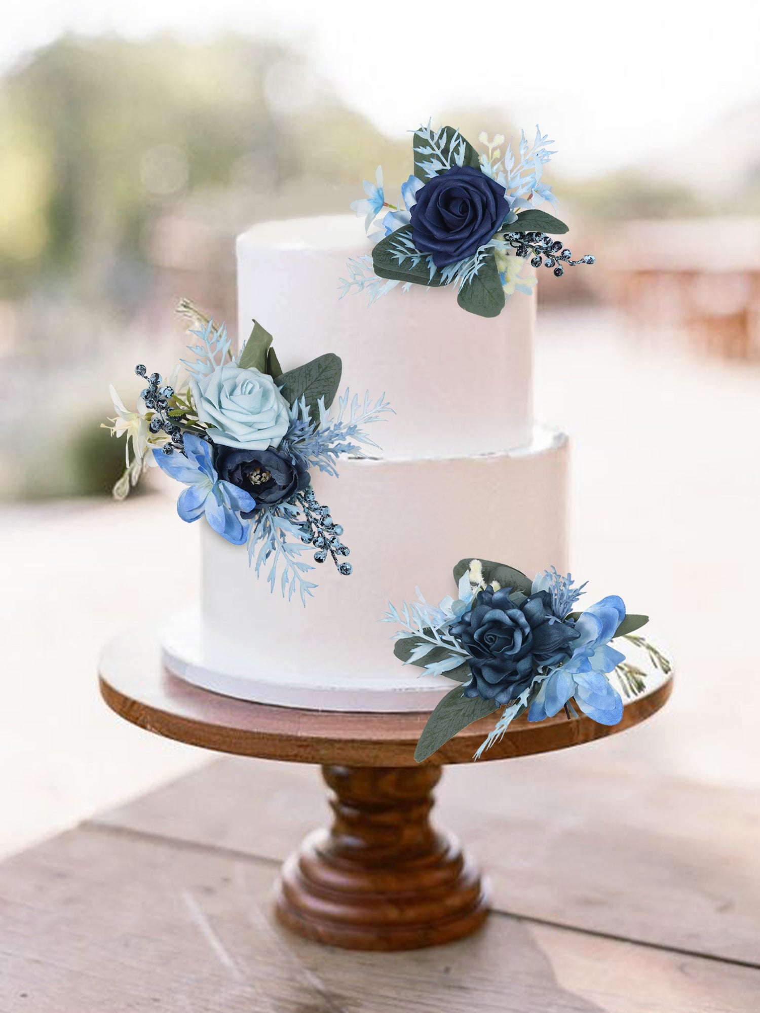 3Pcs Navy Blue Cake Flowers
