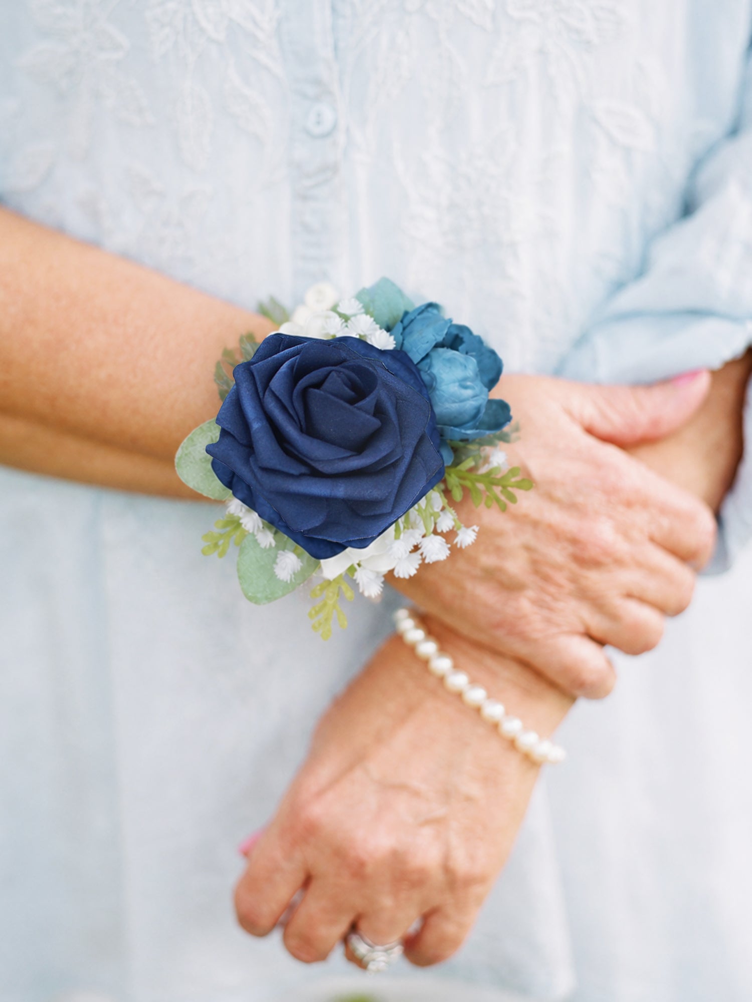 Navy Blue Wrist Corsage