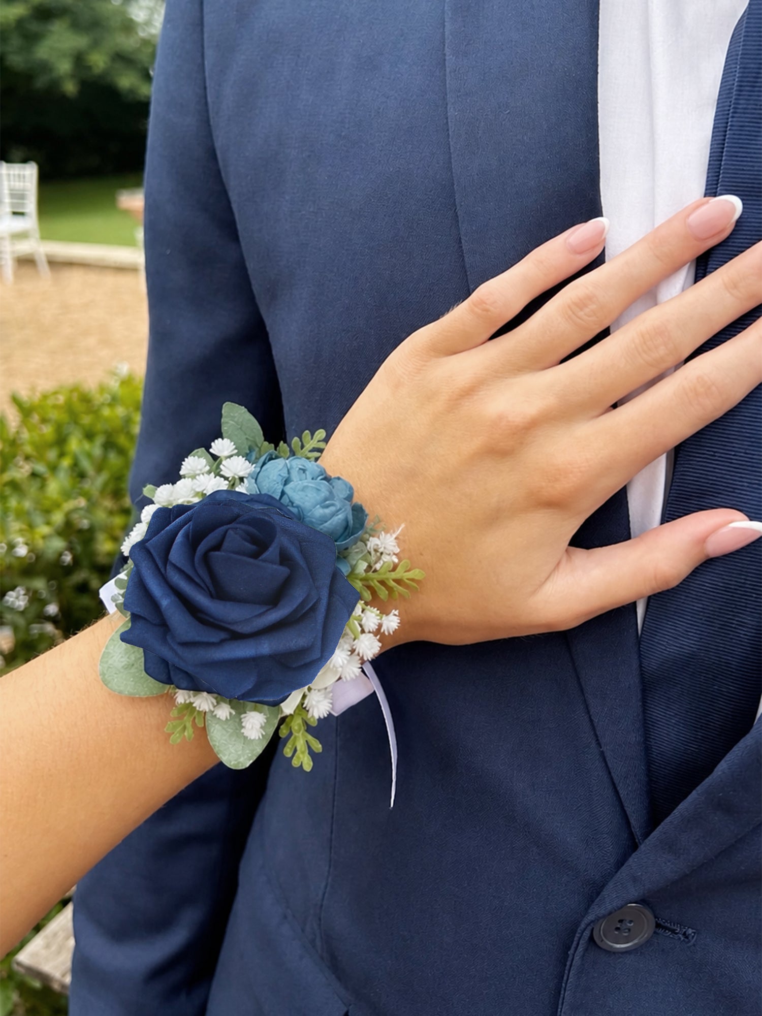 Navy Blue Wrist Corsage