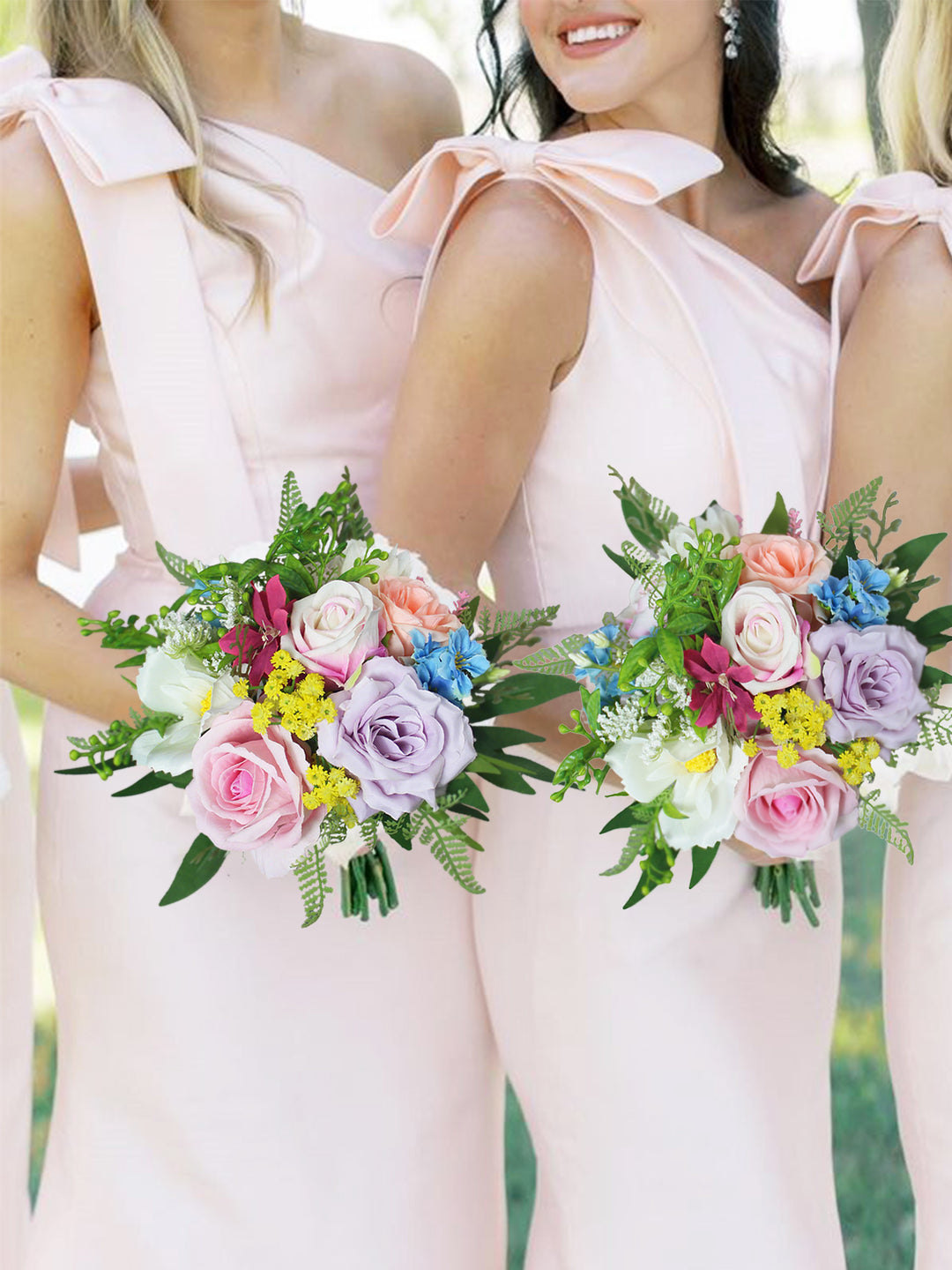 7.8 inch wide Spring Pastels Bridesmaid Bouquet - Rinlong Flower