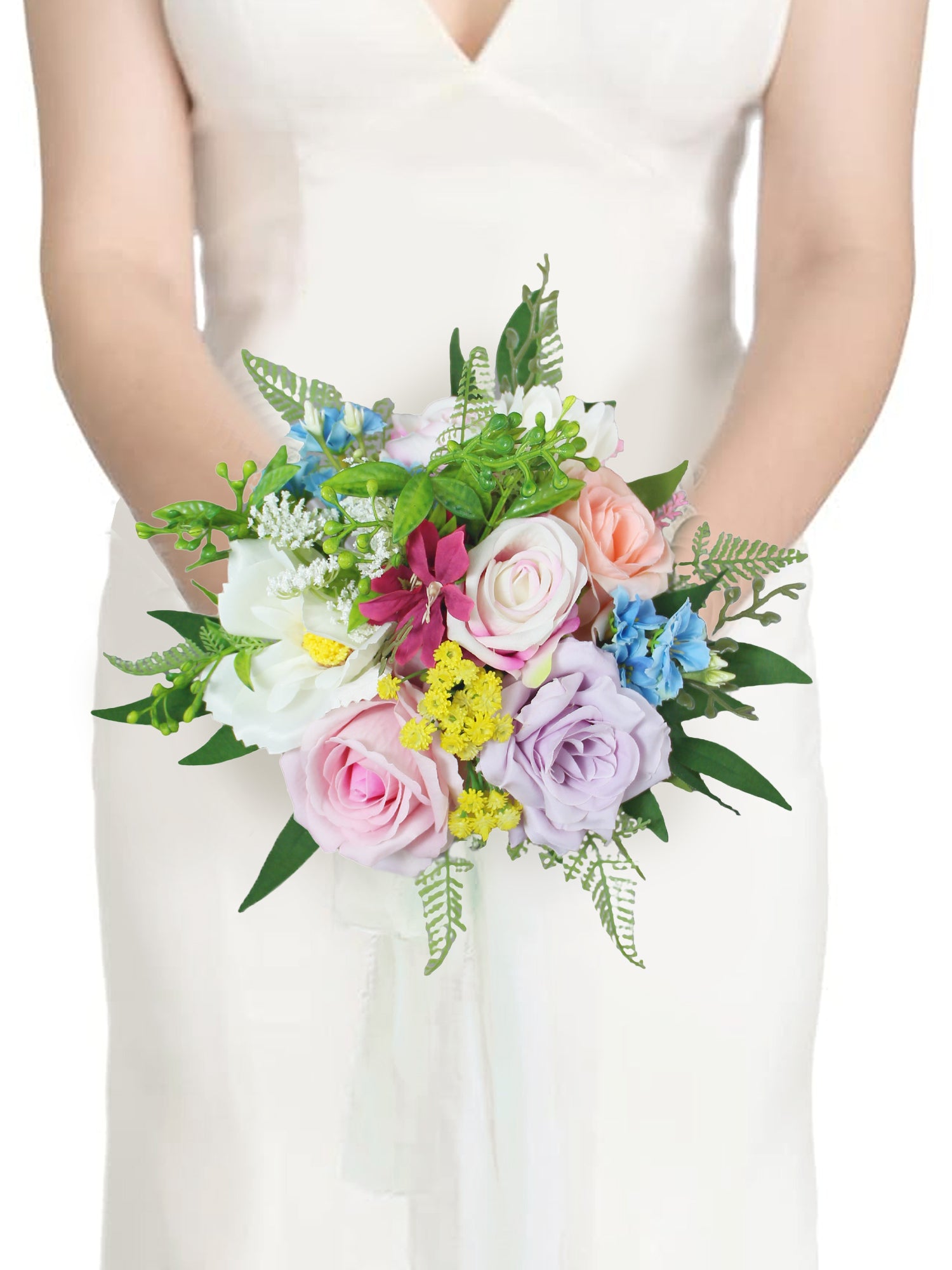 7.8 inch wide Spring Pastels Bridesmaid Bouquet - Rinlong Flower