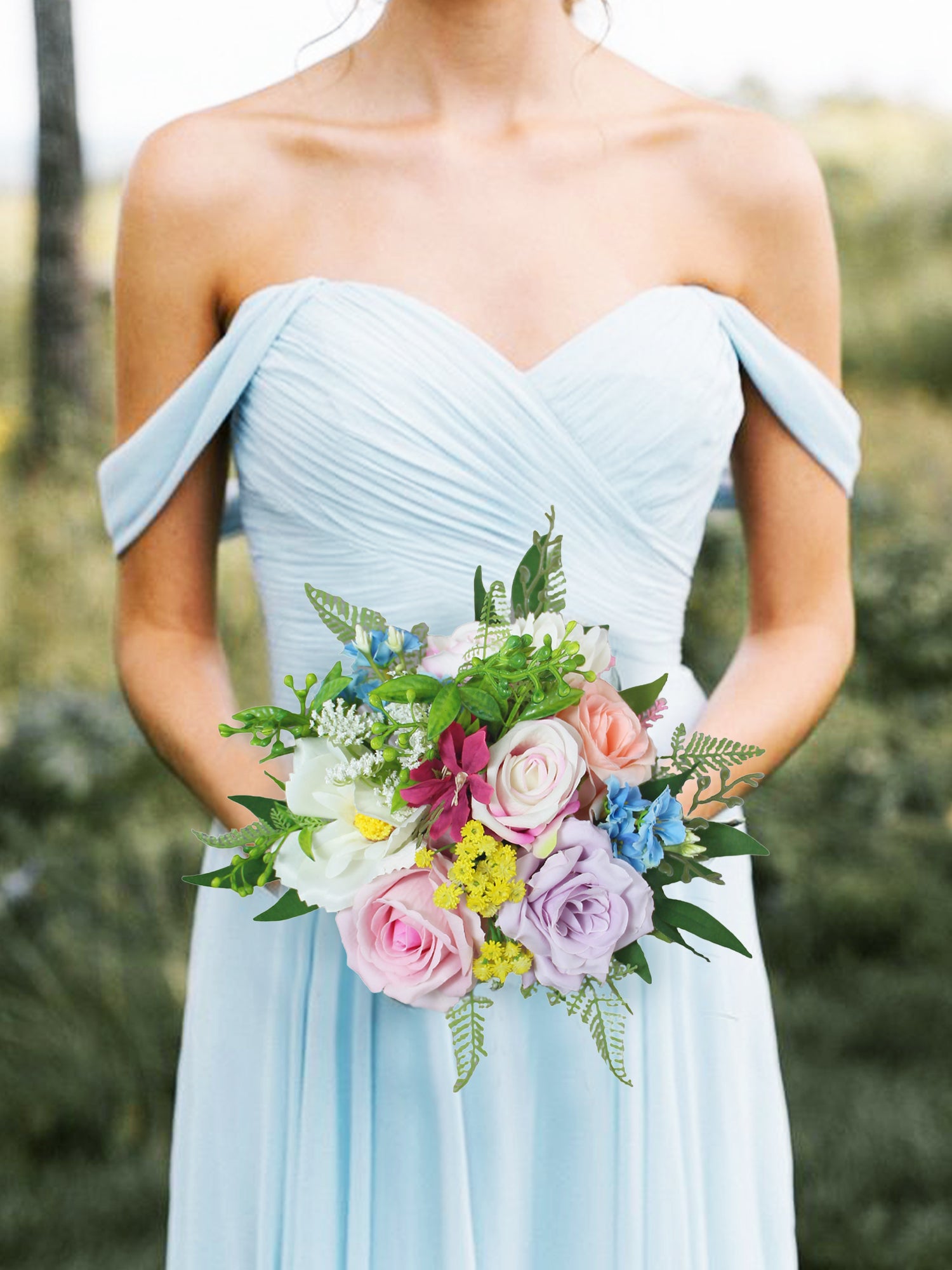7.8 inch wide Spring Pastels Bridesmaid Bouquet - Rinlong Flower