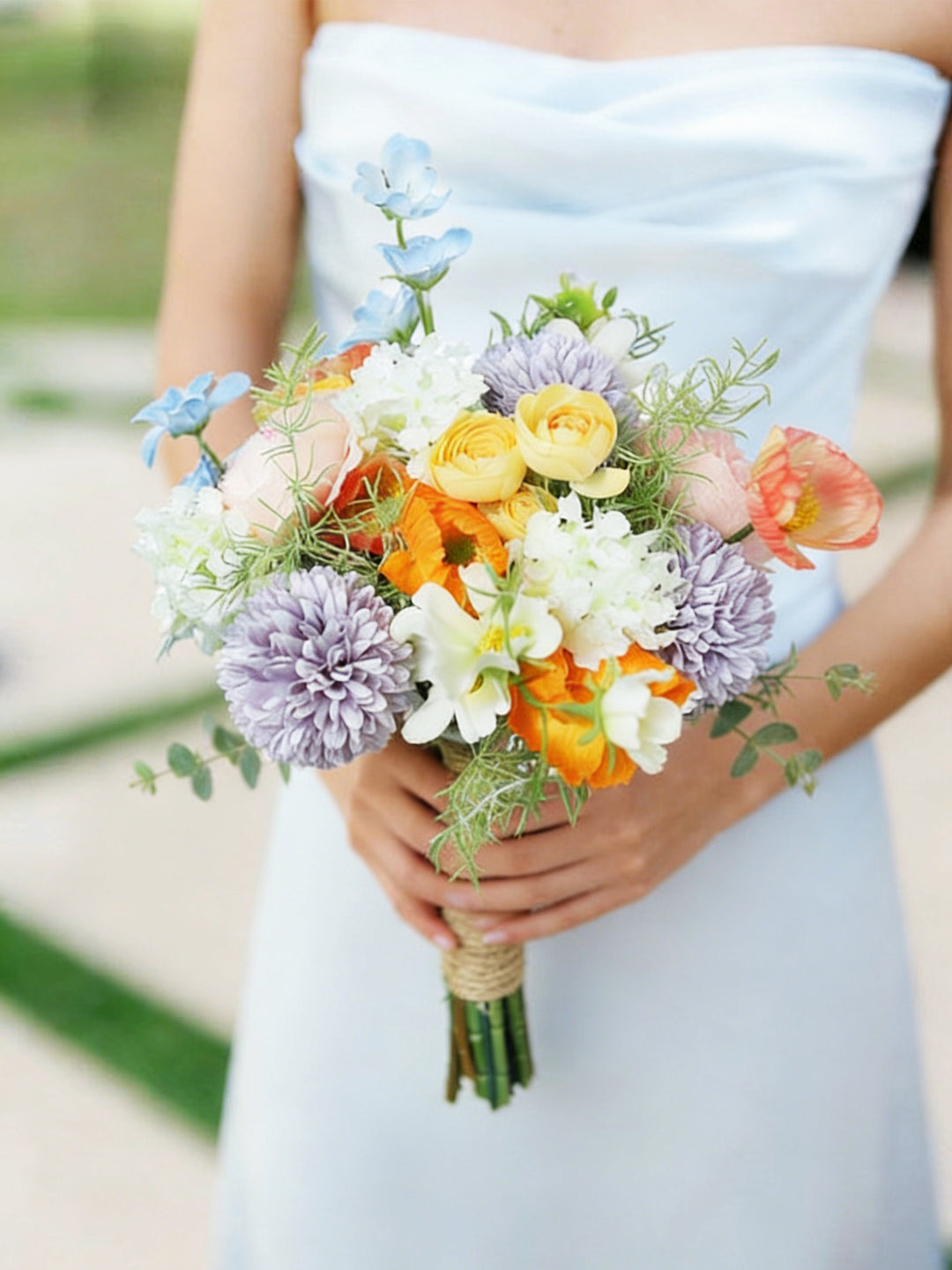 8.2 inch wide Spring Pastels Bridesmaid Bouquet - Rinlong Flower