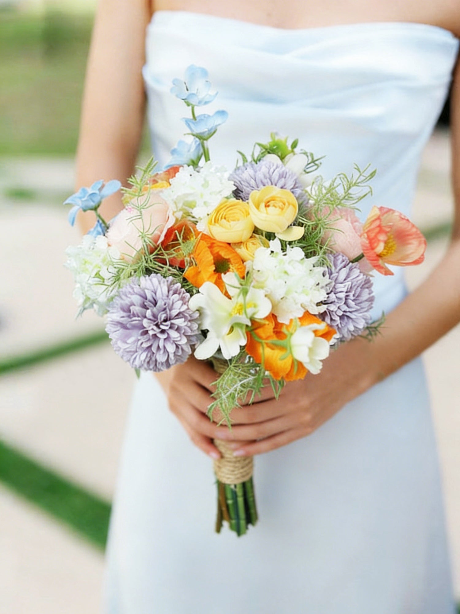 8.2 inch wide Spring Pastels Bridesmaid Bouquet - Rinlong Flower