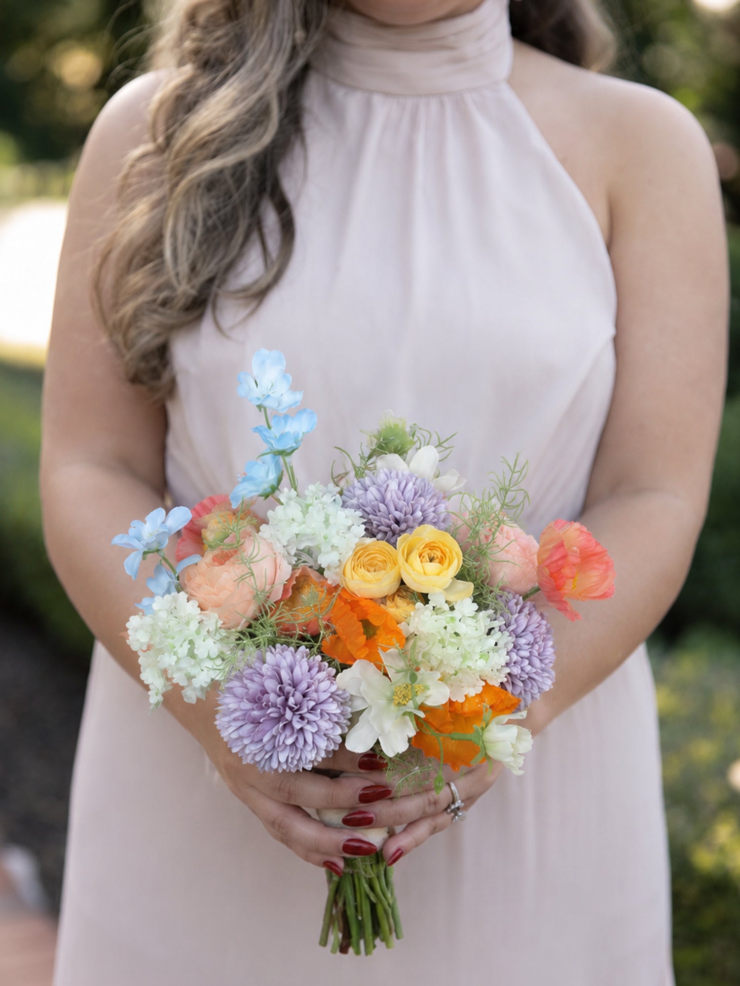 8.2 inch wide Spring Pastels Bridesmaid Bouquet - Rinlong Flower