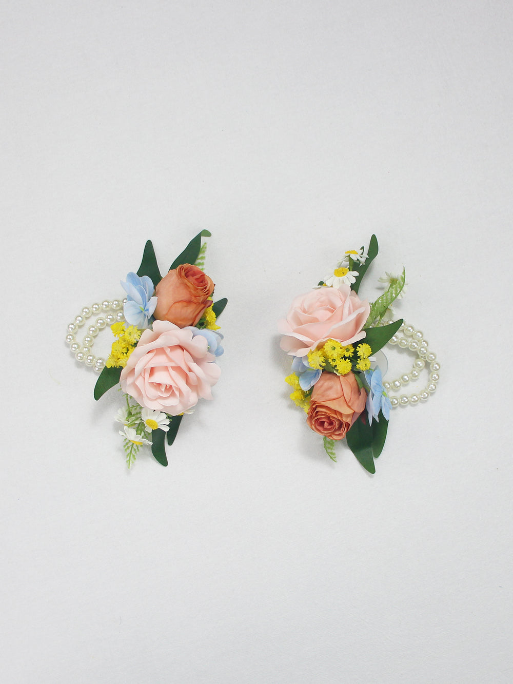 Spring Pastels Pink & Blue Wrist Corsage - Rinlong Flower