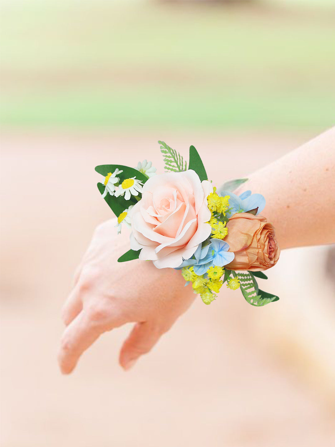 Spring Pastels Pink & Blue Wrist Corsage - Rinlong Flower