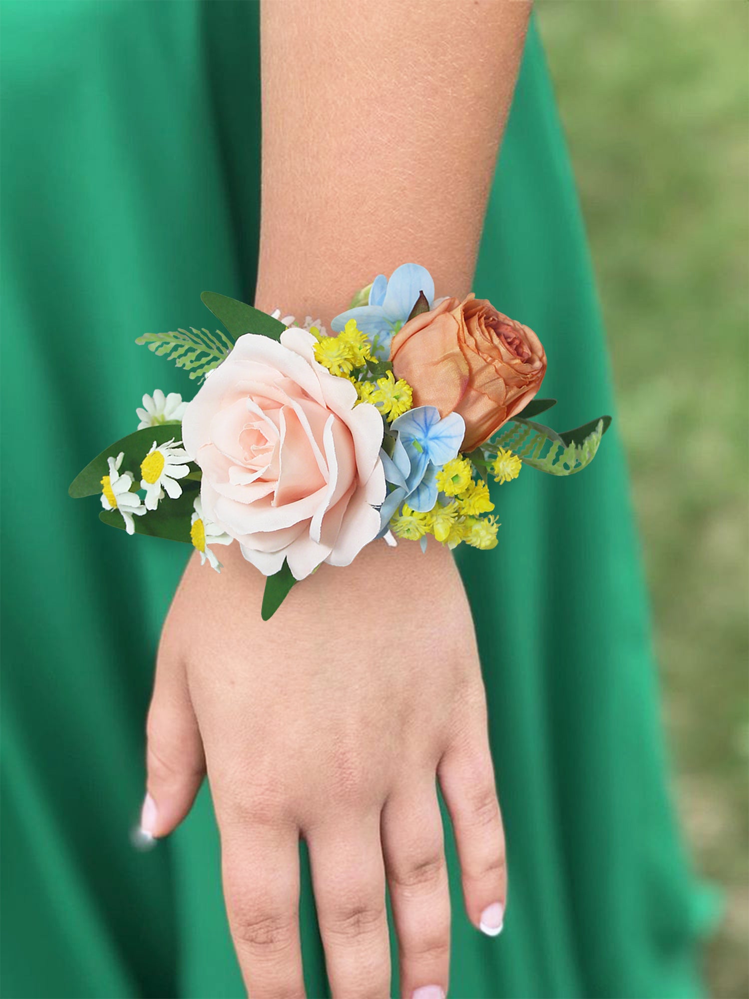 Spring Pastels Pink & Blue Wrist Corsage - Rinlong Flower