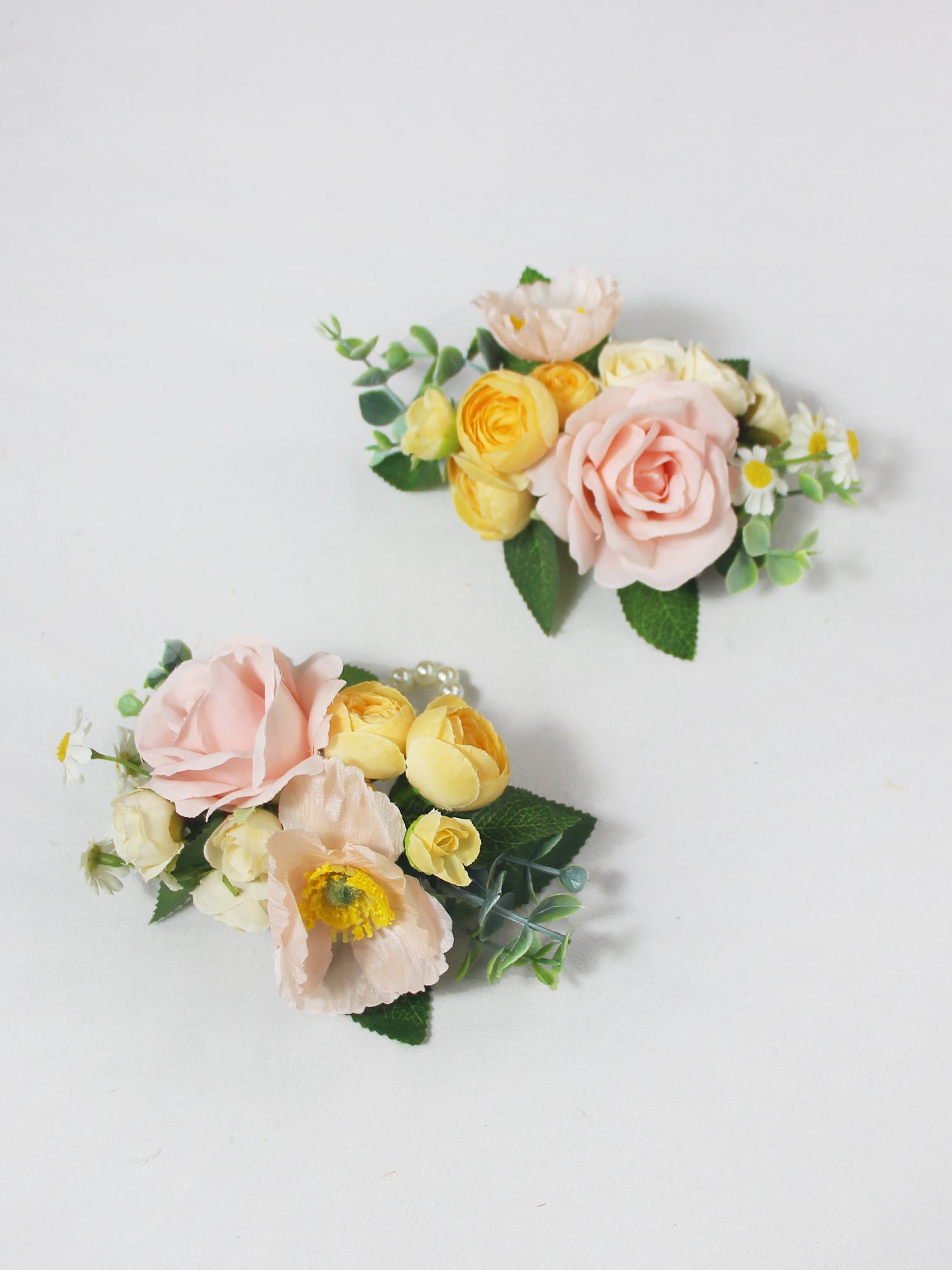 Pink & Cream Yellow Wrist Corsage - Rinlong Flower