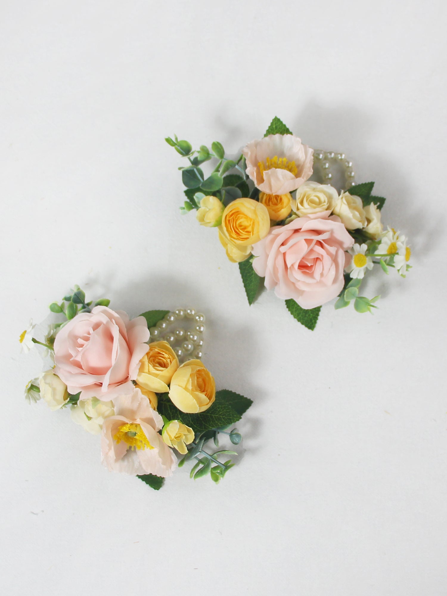 Pink & Cream Yellow Wrist Corsage - Rinlong Flower