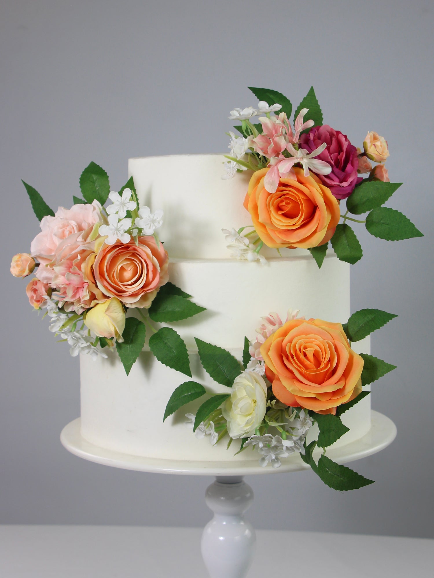 3Pcs Tropical Orange & Pink Cake Flowers