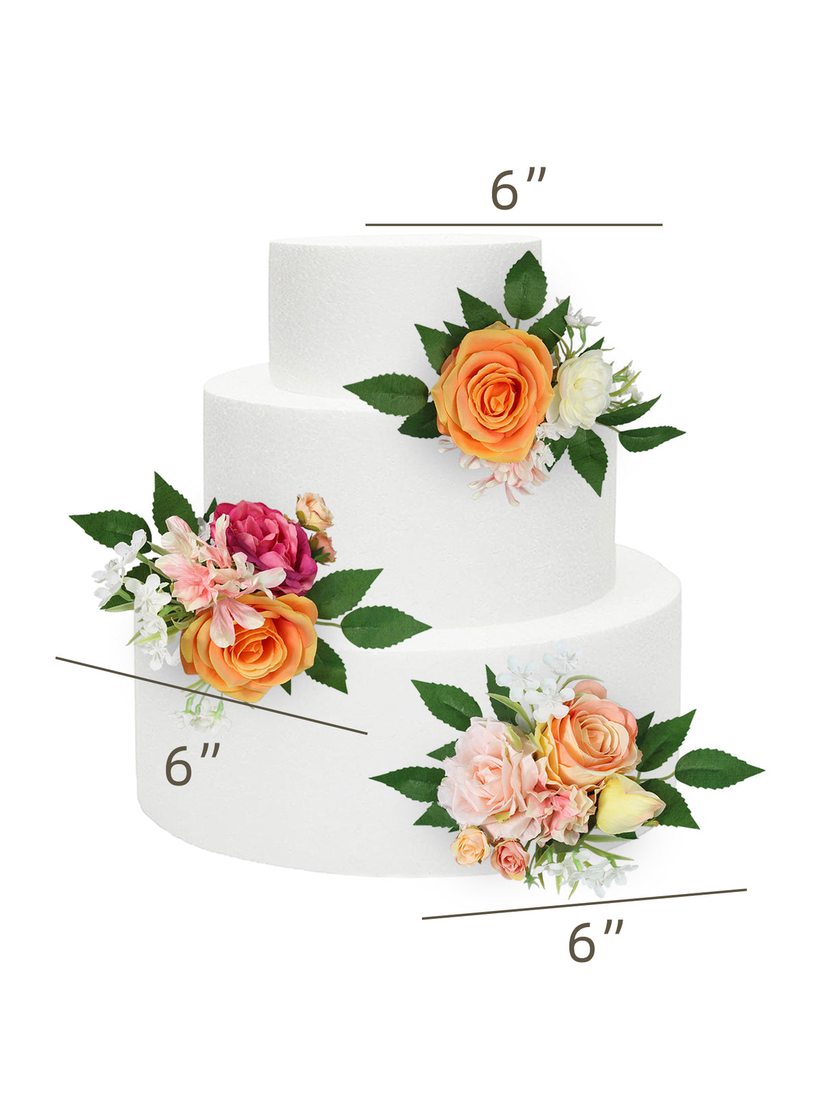 3Pcs Tropical Orange & Pink Cake Flowers - Rinlong Flower