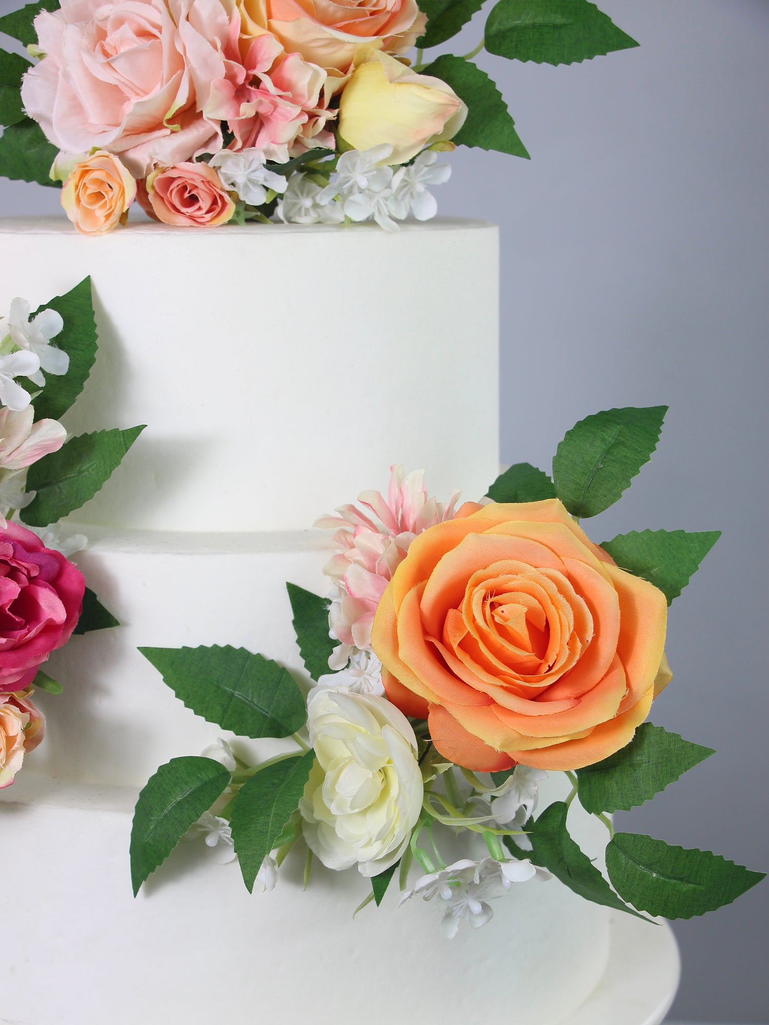 3Pcs Tropical Orange & Pink Cake Flowers