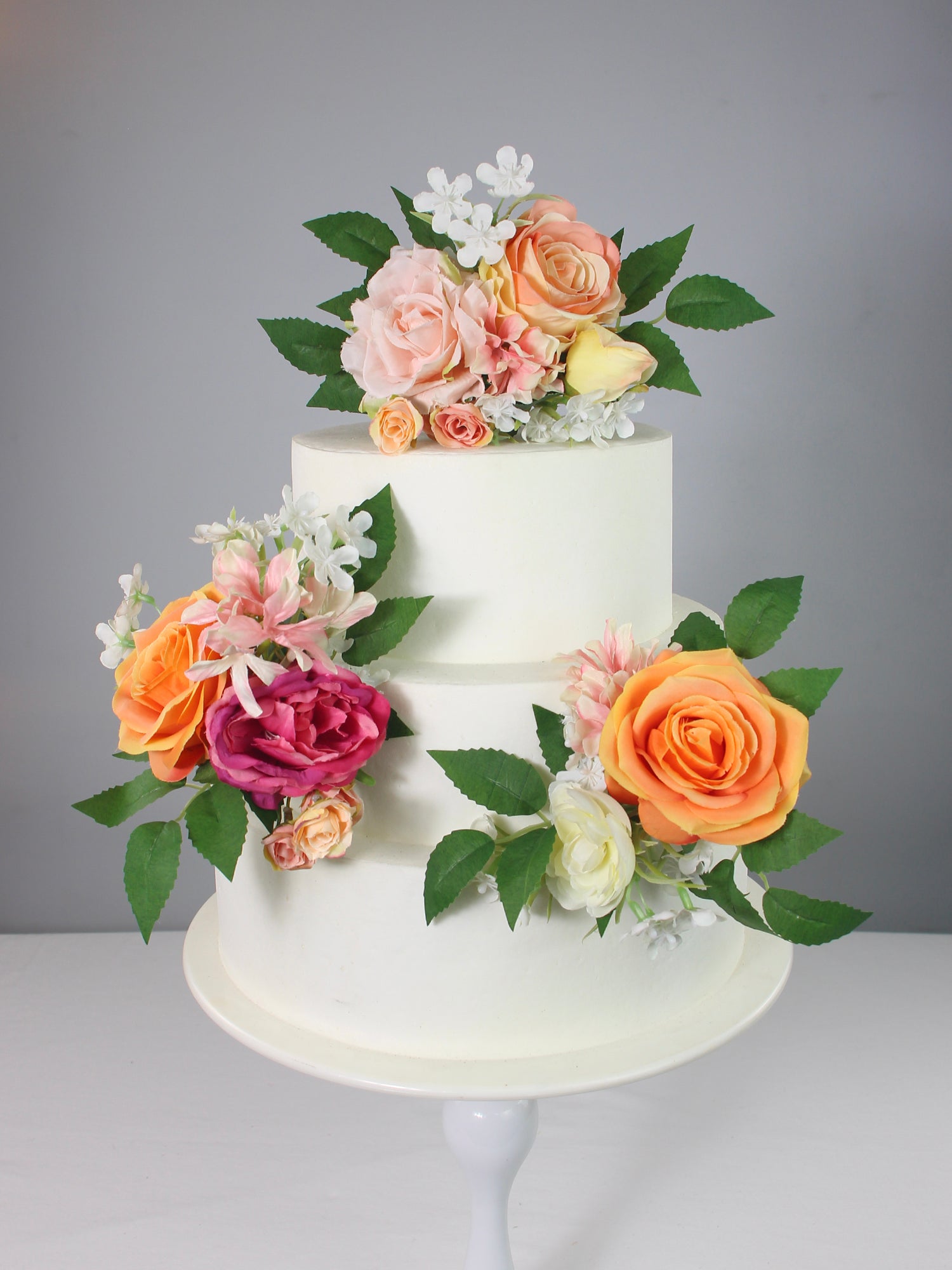 3Pcs Tropical Orange & Pink Cake Flowers
