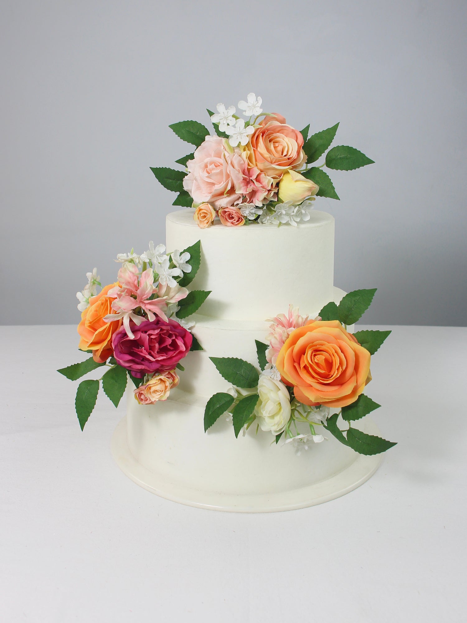 3Pcs Tropical Orange & Pink Cake Flowers