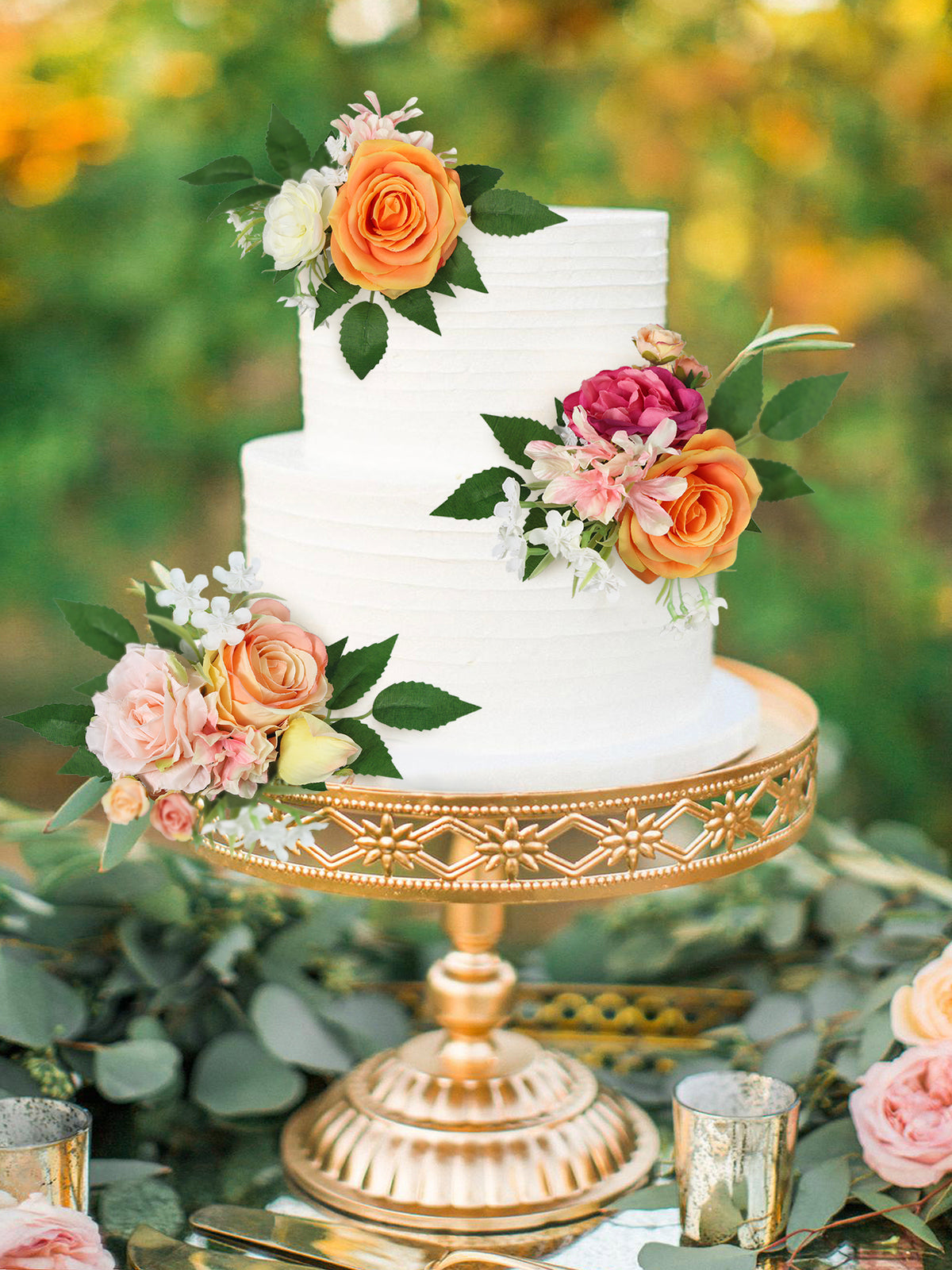 3Pcs Tropical Orange & Pink Cake Flowers - Rinlong Flower