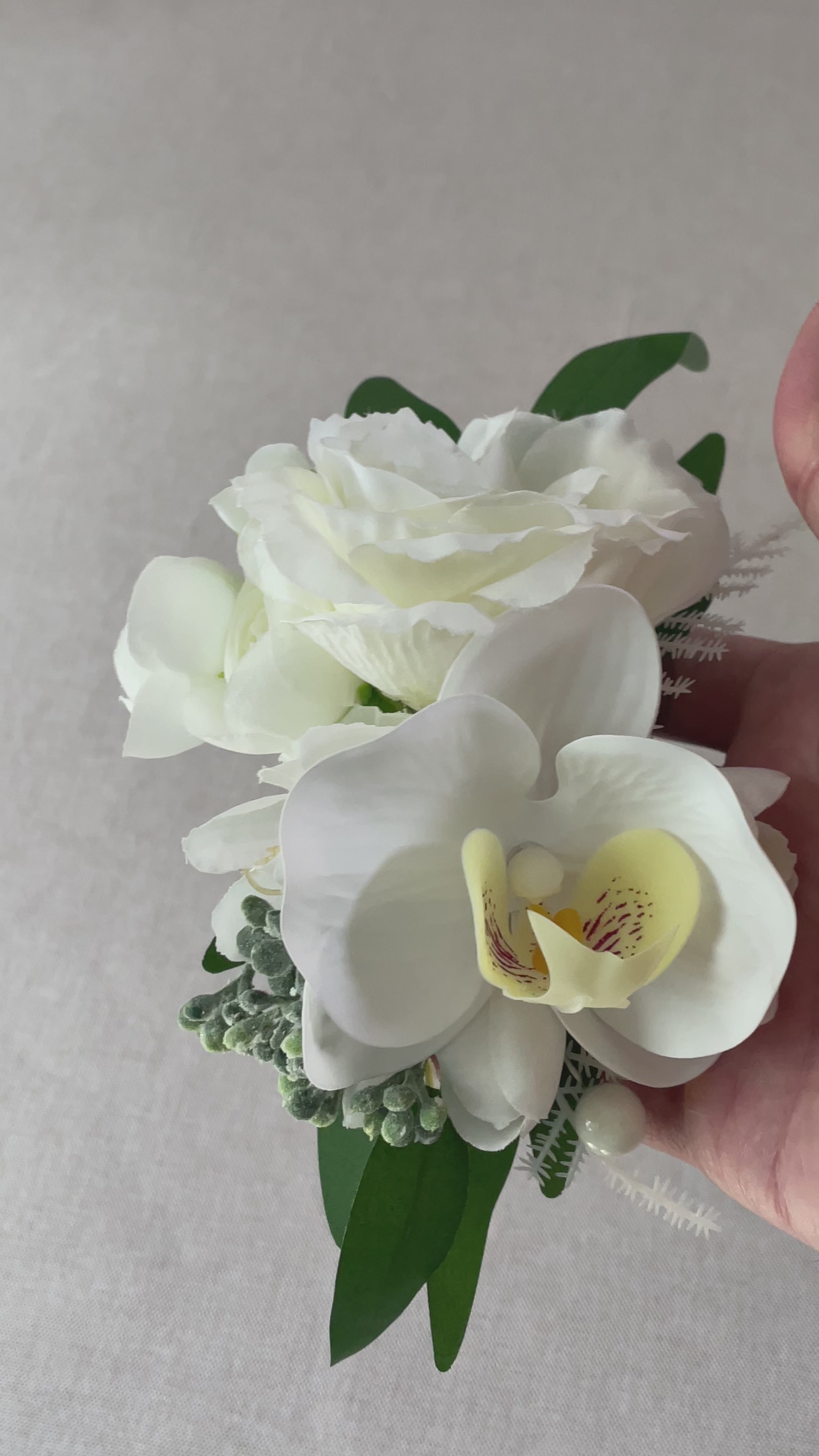Corsage and Boutonniere Set White Orchid