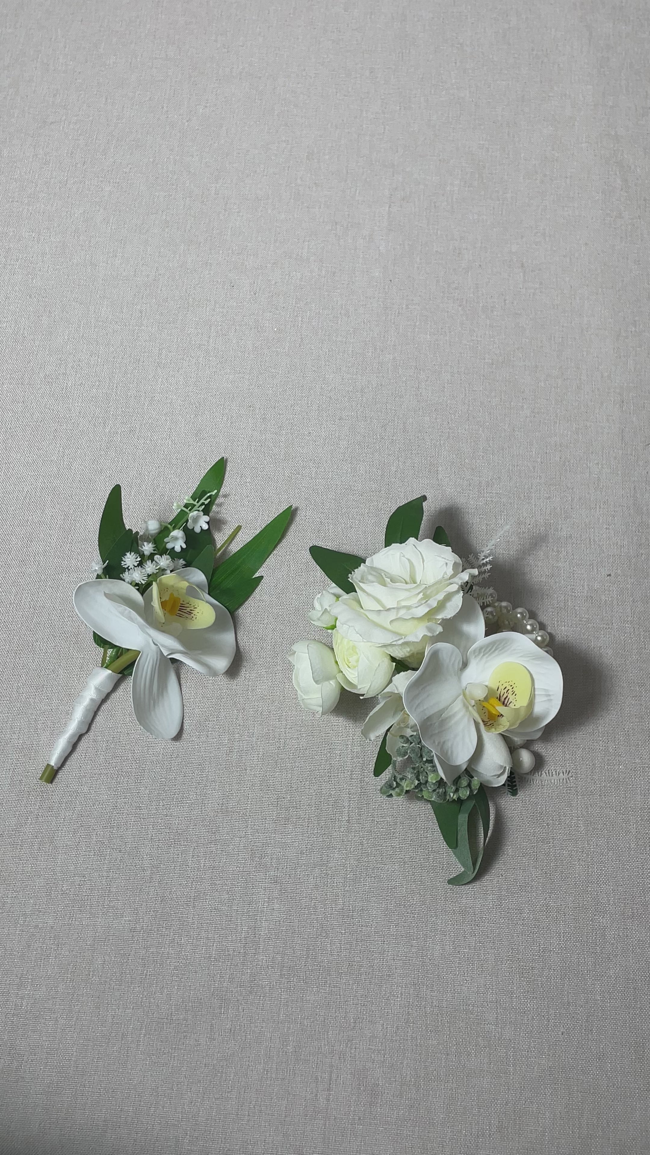 Corsage and Boutonniere Set White Orchid