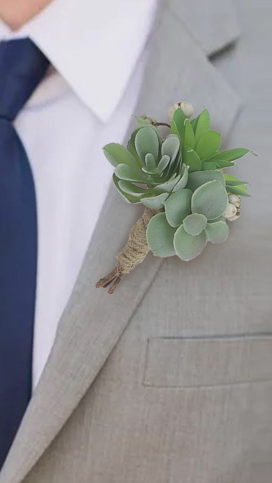 6Pcs Assorted Faux Succulent Boutonnieres