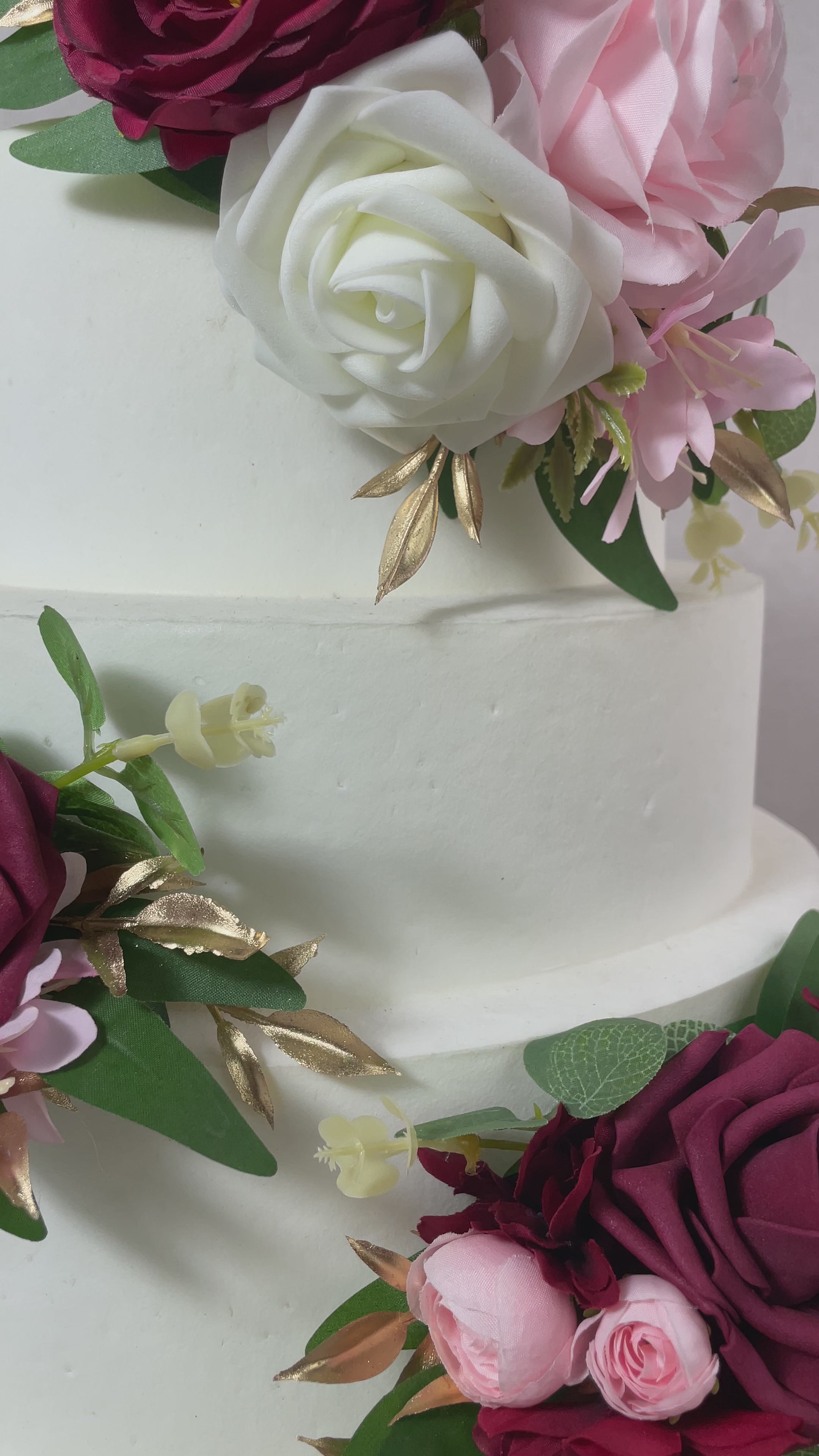 3Pcs Burgundy Cake Flowers Set