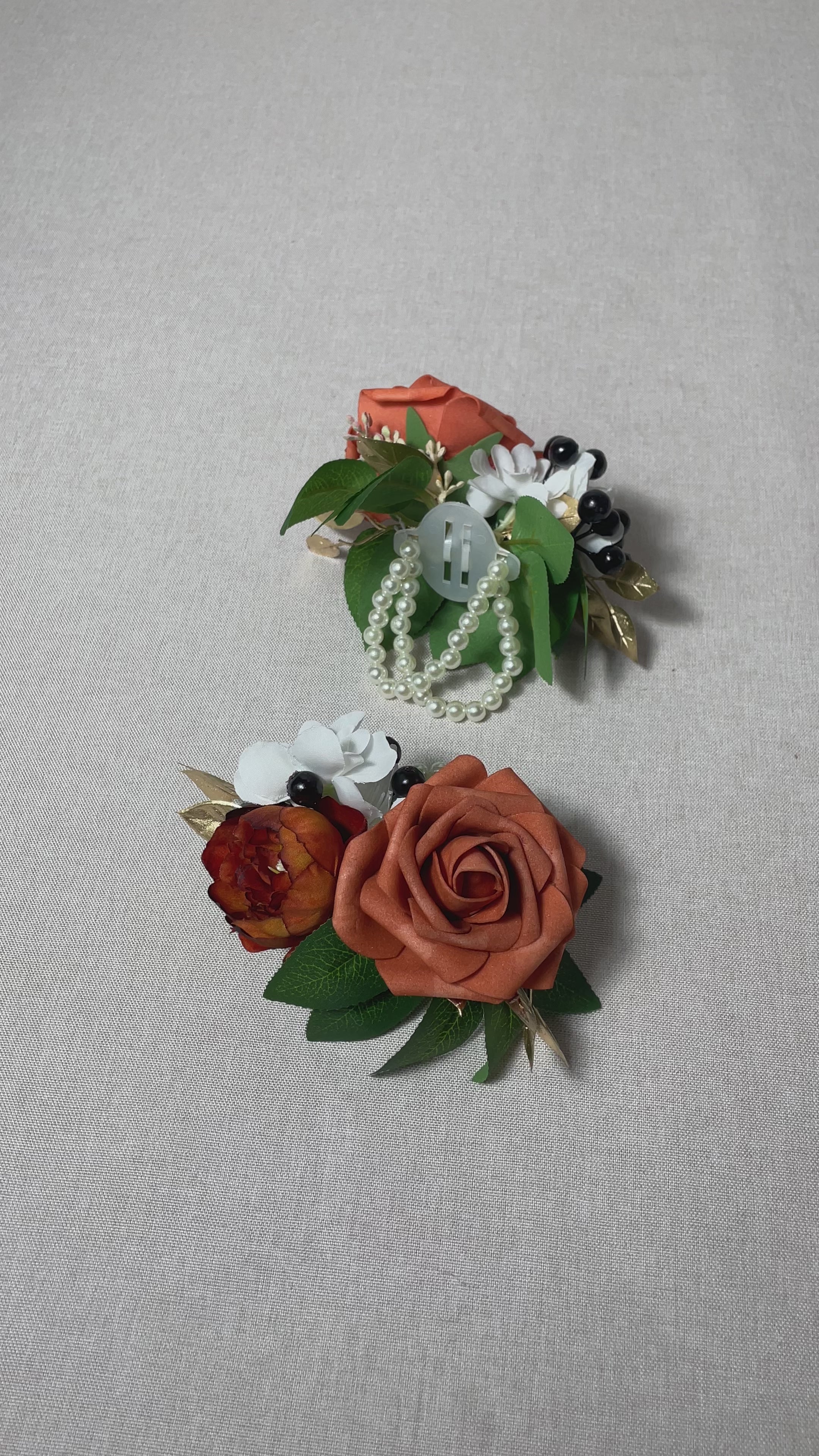 Burnt Orange Wrist Corsage