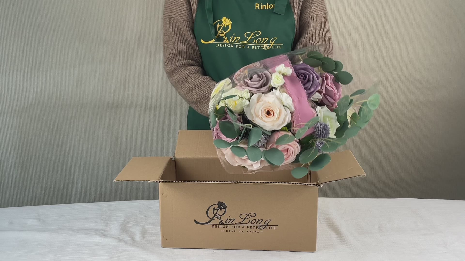 15.7 inch wide Dusty Rose Freeform Bridal Bouquet