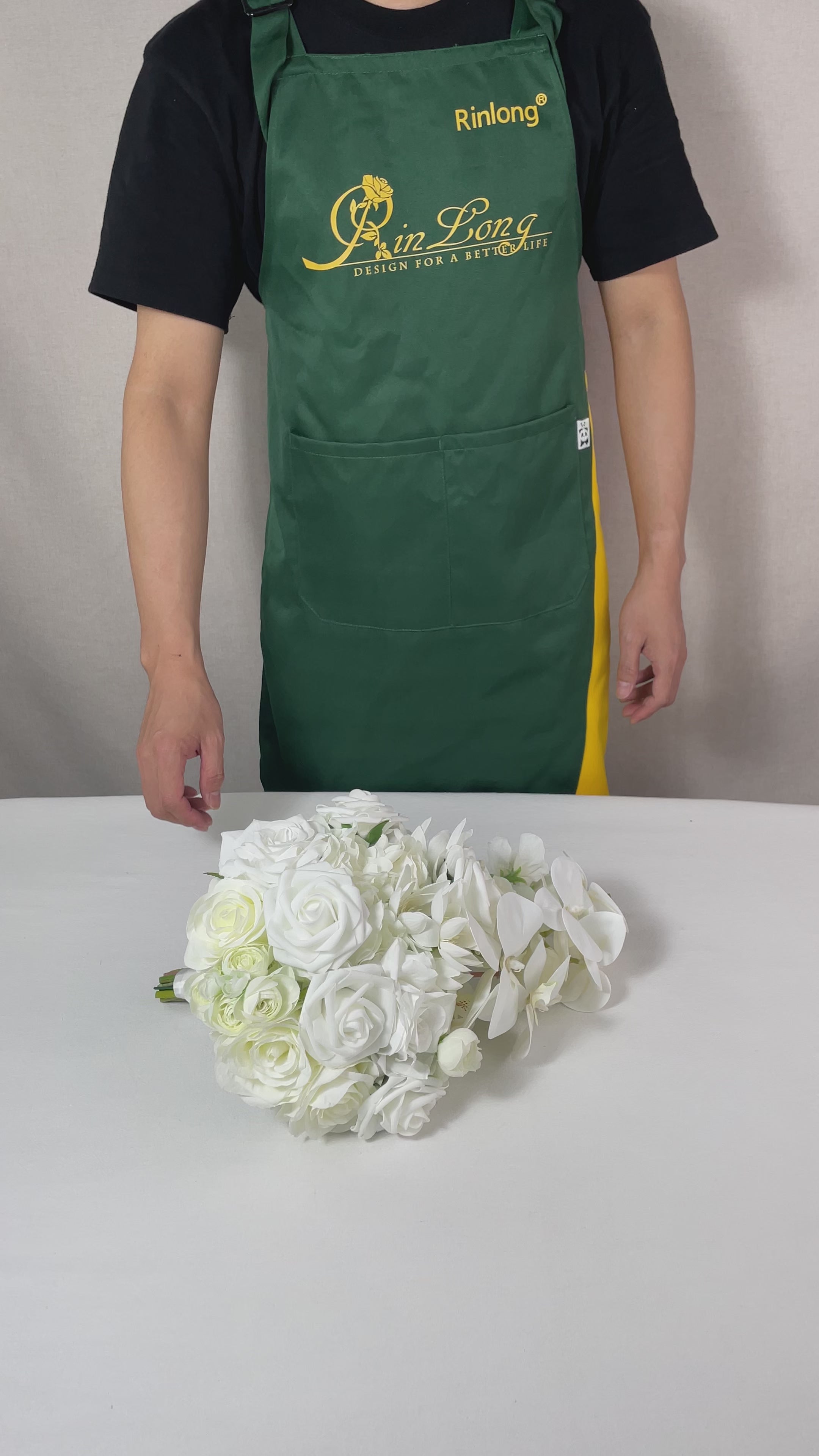 11 inch wide Pure White Cascading Bridal Bouquet