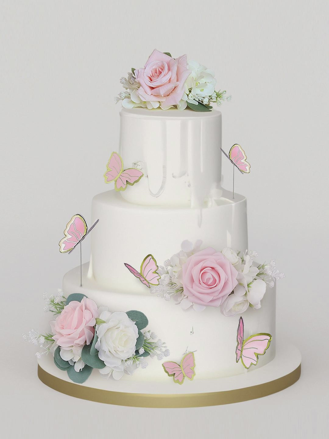 Blush Pink Flowers & Butterfly Cake Flowers Set