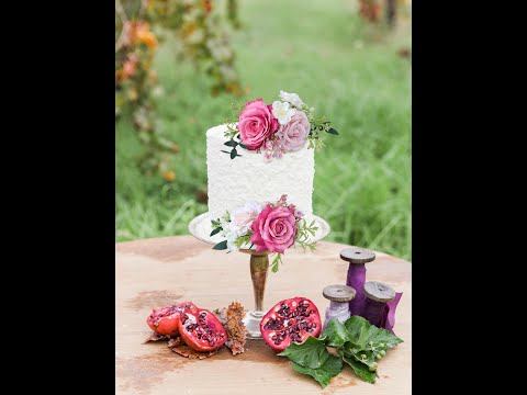 2Pcs Berry Pink Rose Cake Flowers Set