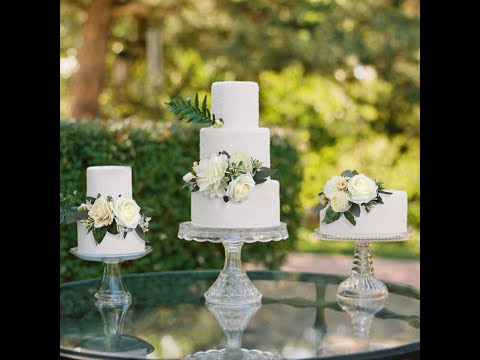 3Pcs White & Sage Cake Flowers Set