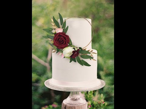 Burgundy Floral Wreath Cake Topper