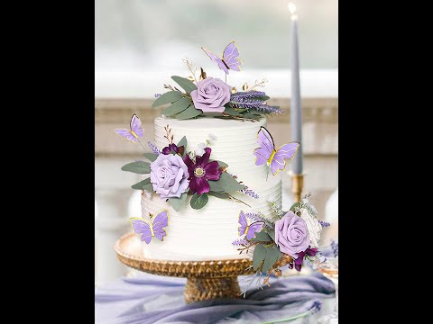 Pastel Purple Flowers & Butterfly Cake Flowers Set