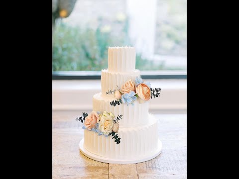 2Pcs Peach & Baby Blue Cake Topper Flowers Set